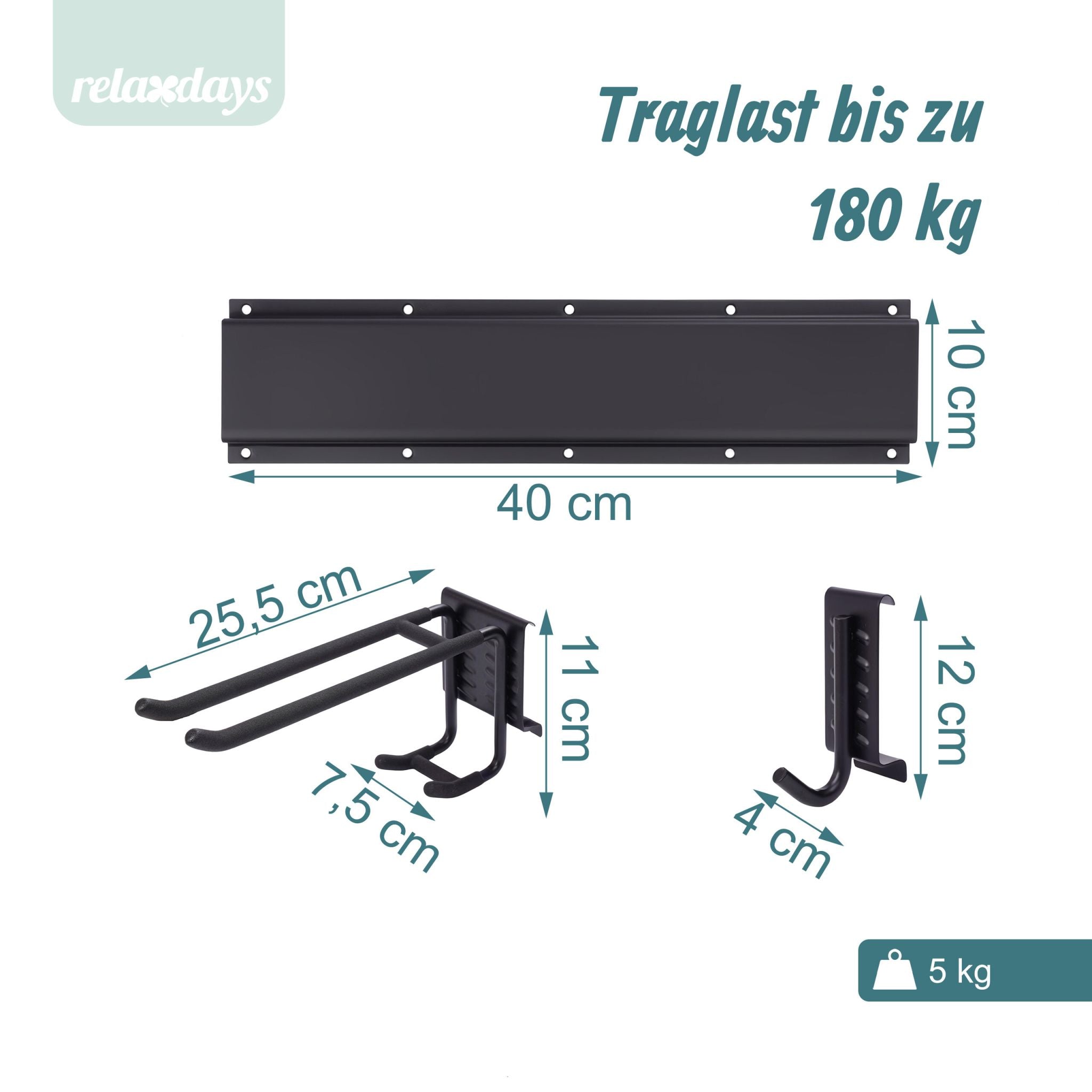 Werkzeughalter-Set Stahl Schwarz von Relaxdays