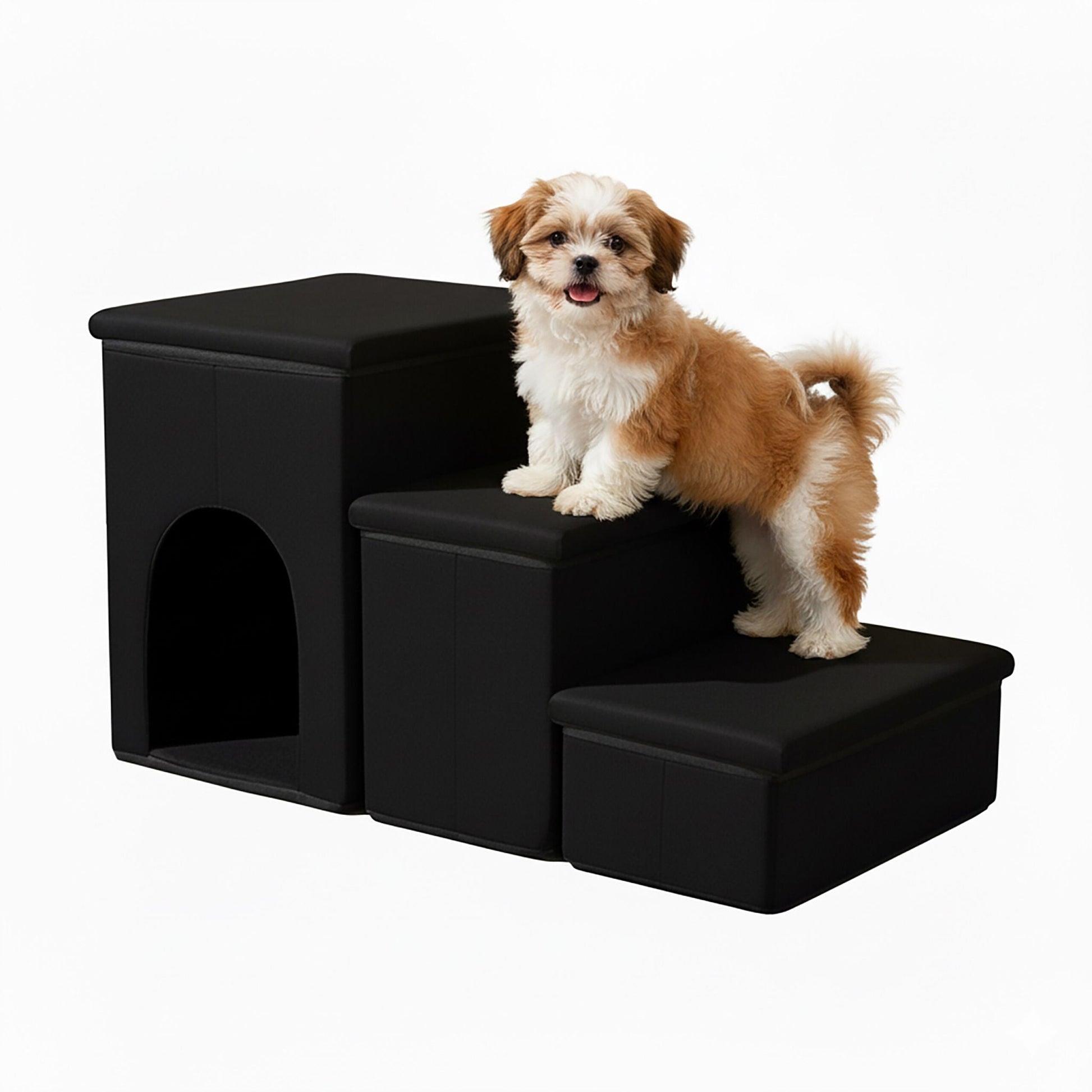 Faltbare Hundetreppe mit 3 Stufen Schwarz von Relaxdays