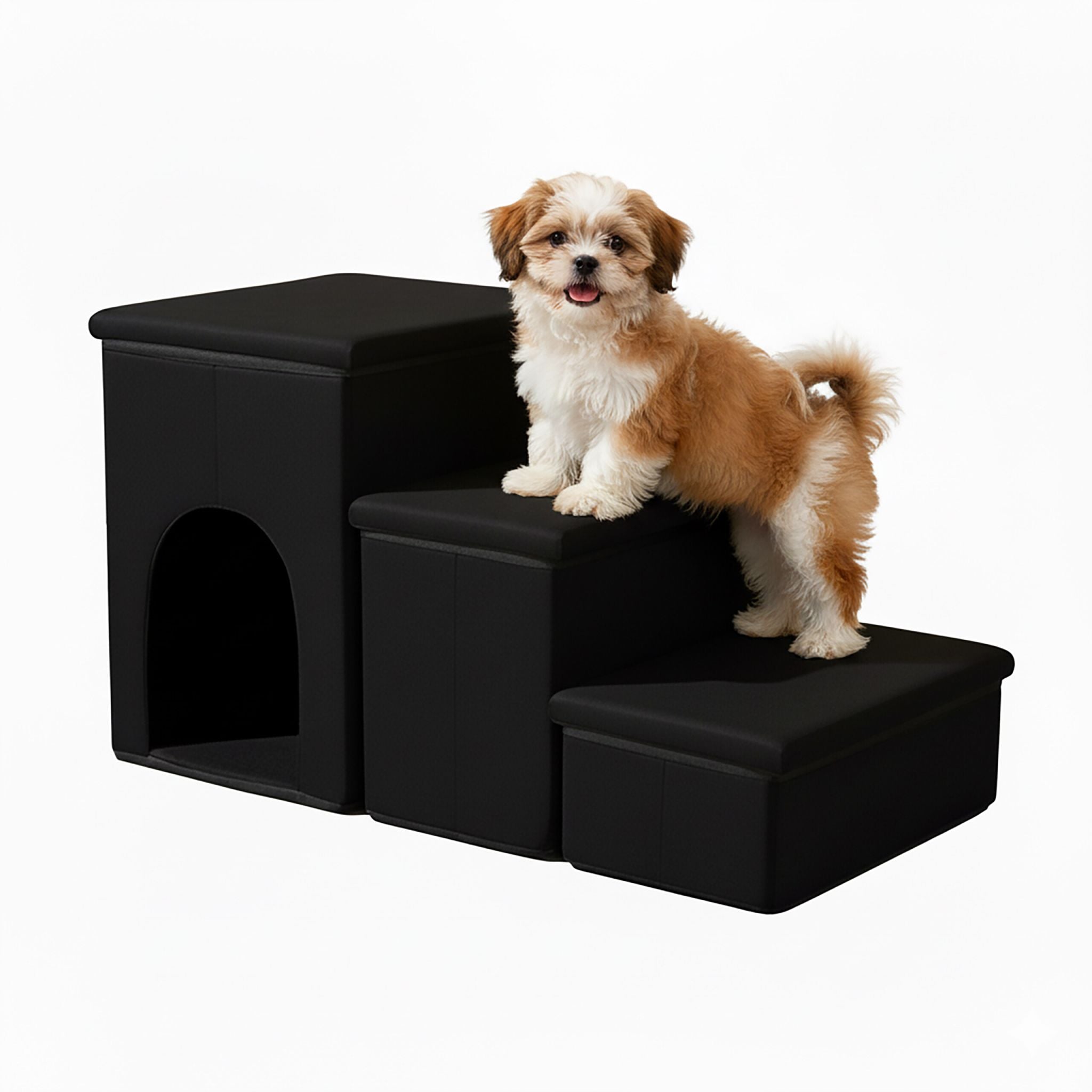 Faltbare Hundetreppe mit 3 Stufen Schwarz von Relaxdays
