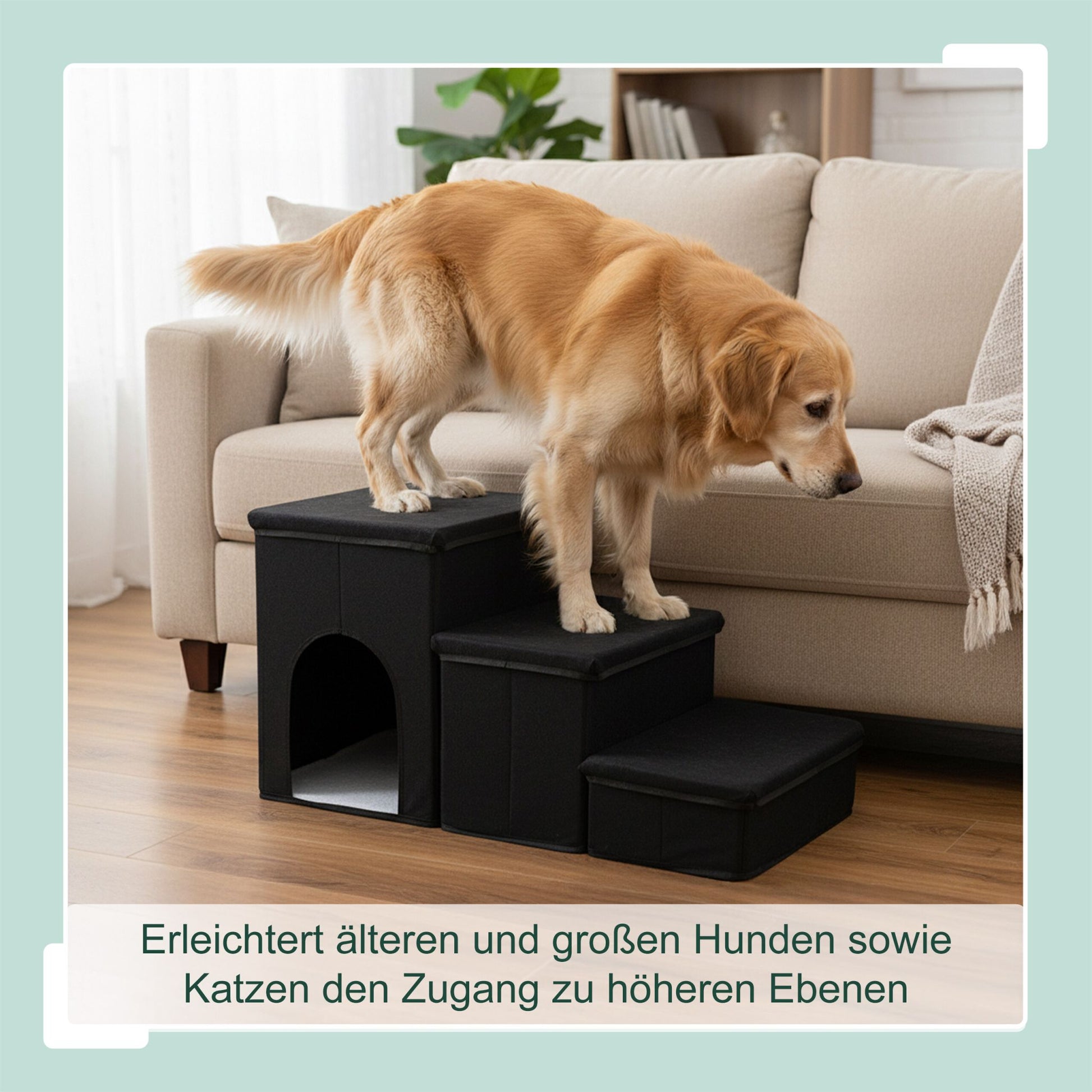 Faltbare Hundetreppe mit 3 Stufen Schwarz von Relaxdays