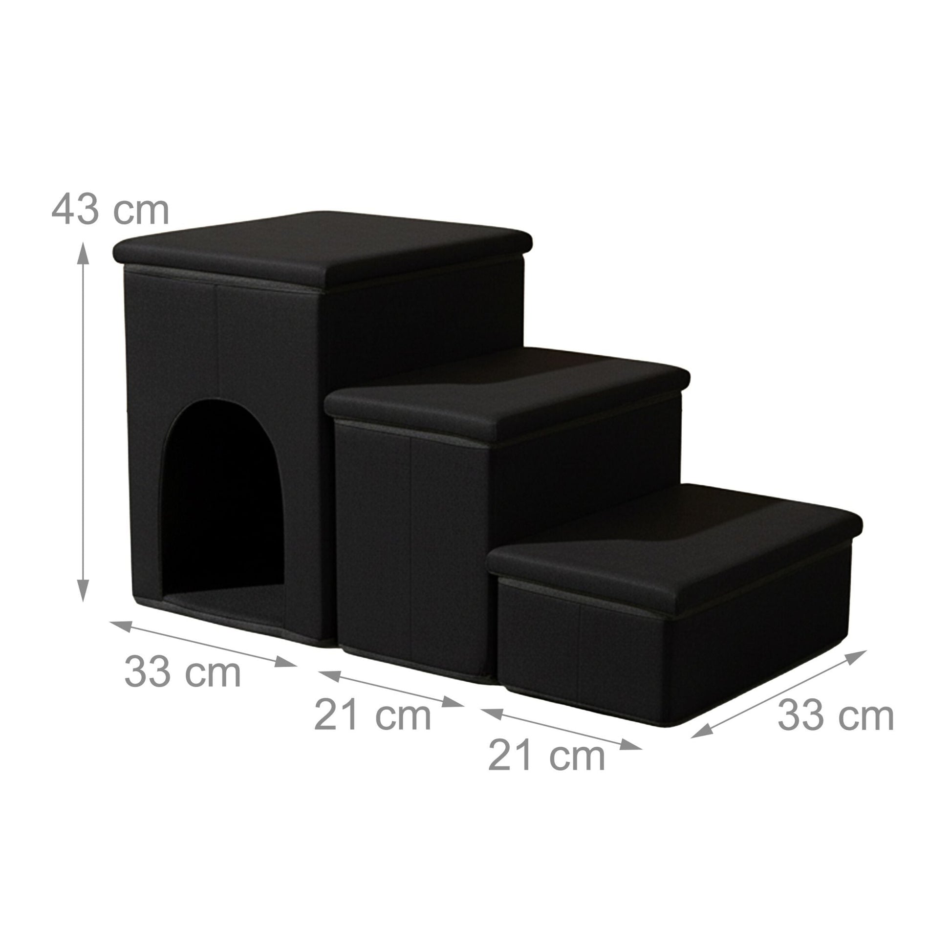 Faltbare Hundetreppe mit 3 Stufen Schwarz von Relaxdays
