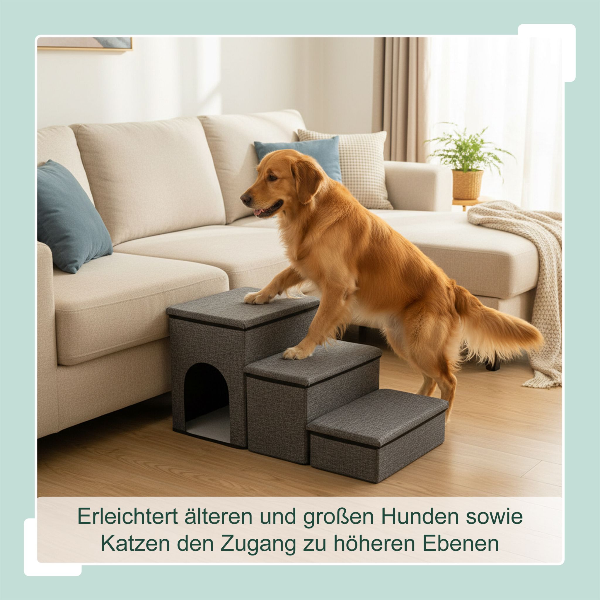 Faltbare Hundetreppe mit 3 Stufen Anthrazit von Relaxdays