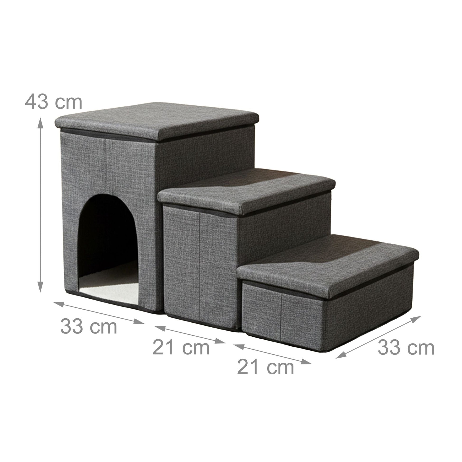 Faltbare Hundetreppe mit 3 Stufen Anthrazit von Relaxdays