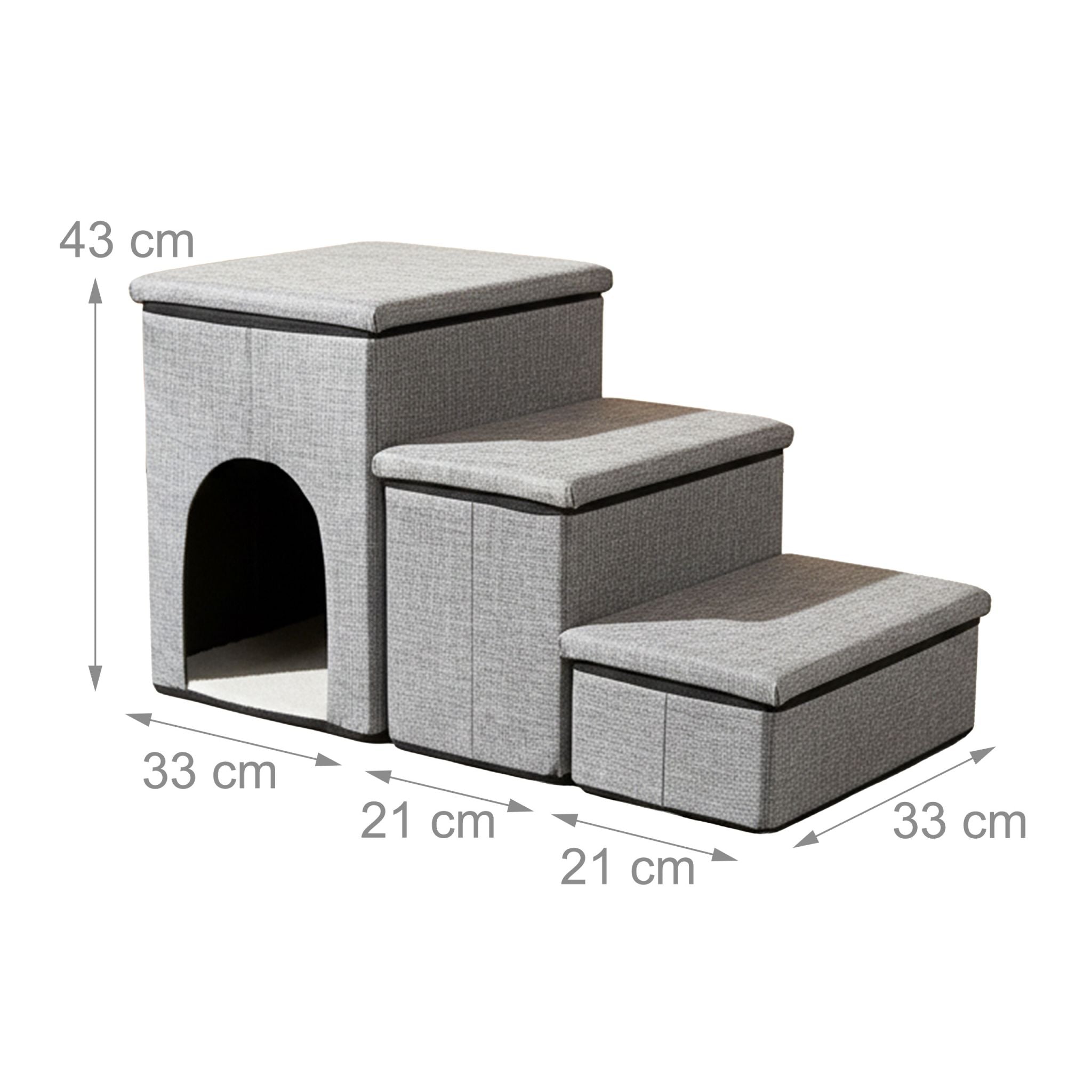 Faltbare Hundetreppe mit 3 Stufen Grau von Relaxdays