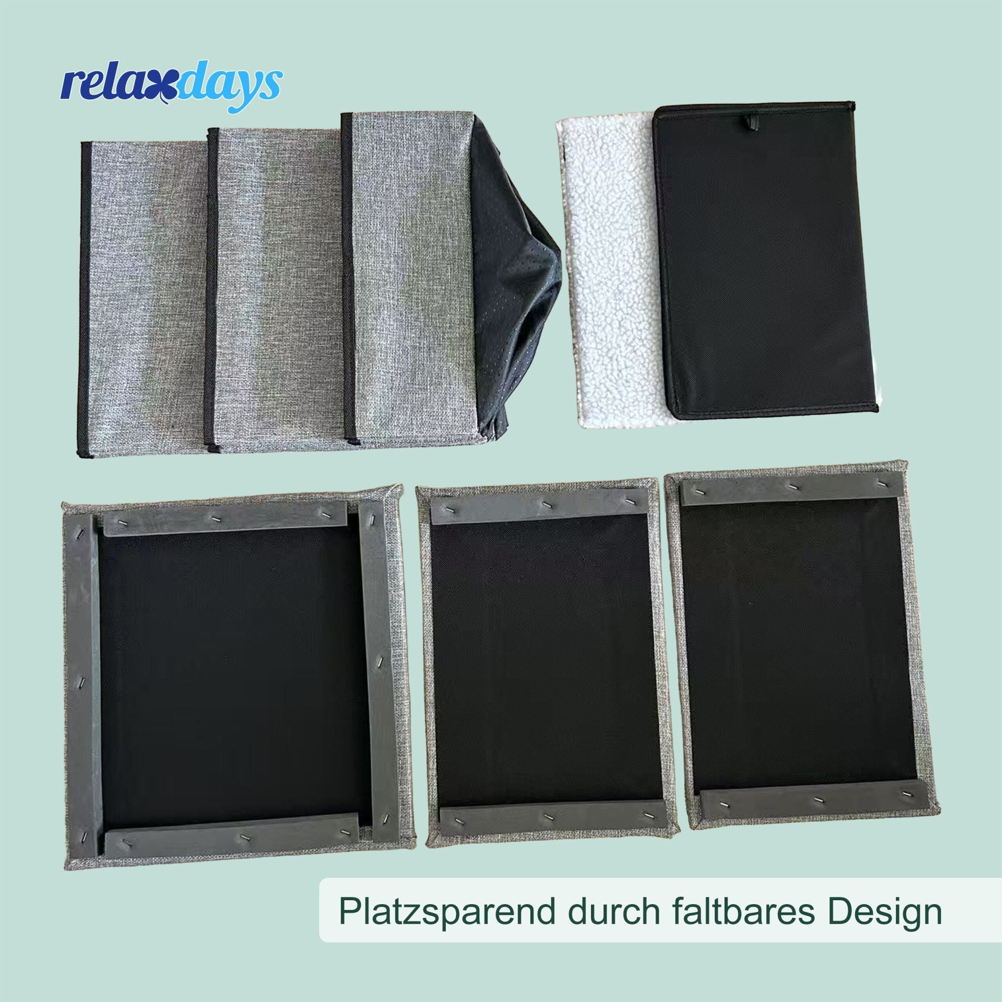 Faltbare Hundetreppe mit 3 Stufen Grau von Relaxdays