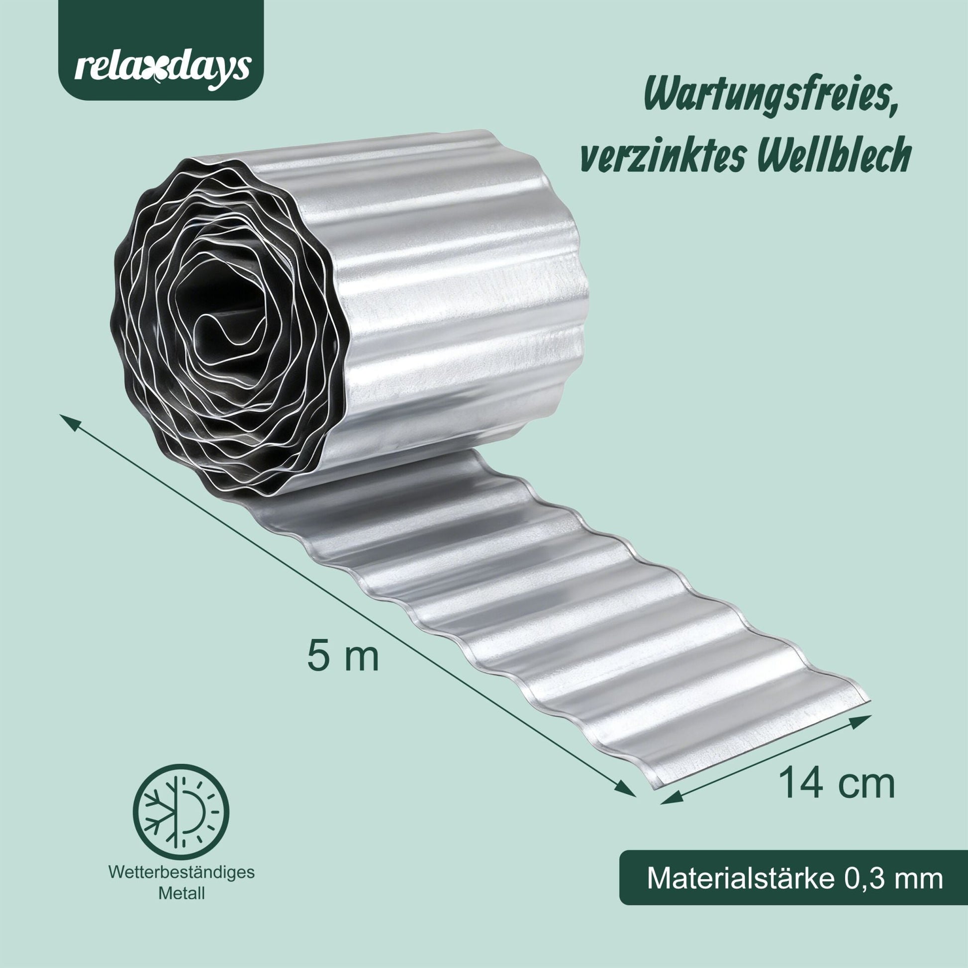 Rasenkante verzinktes Metall Silber von Relaxdays