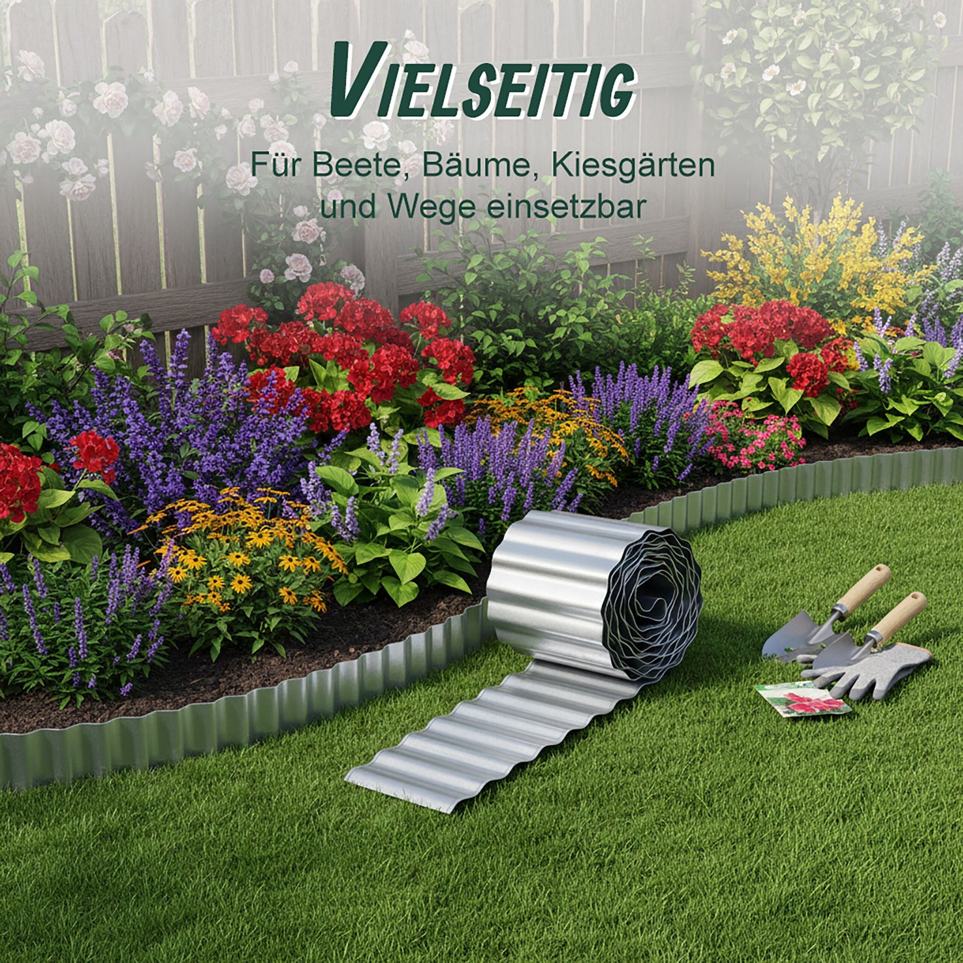 Rasenkante verzinktes Metall Silber von Relaxdays
