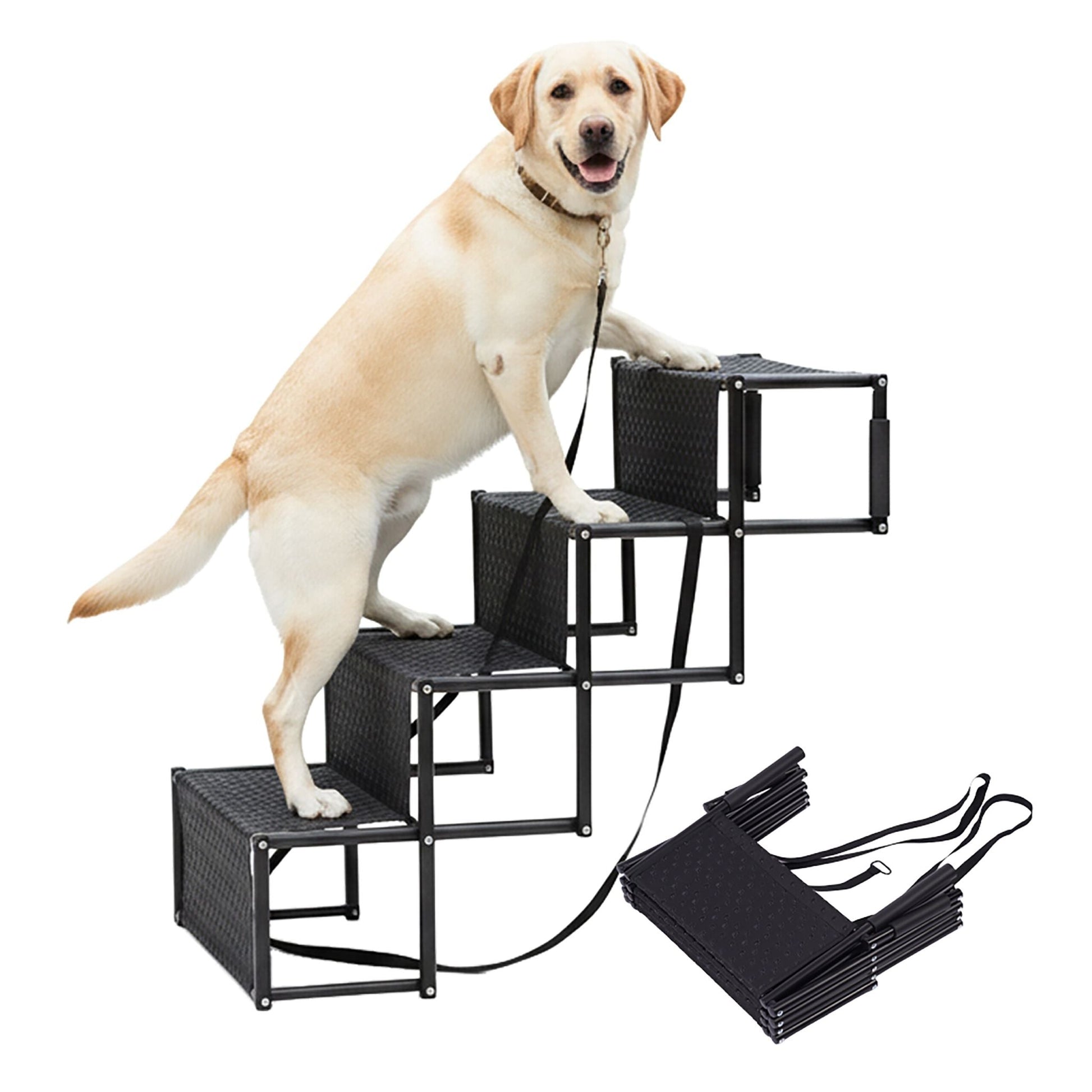 Hundetreppe Auto klappbar 4 Stufen Schwarz von Relaxdays