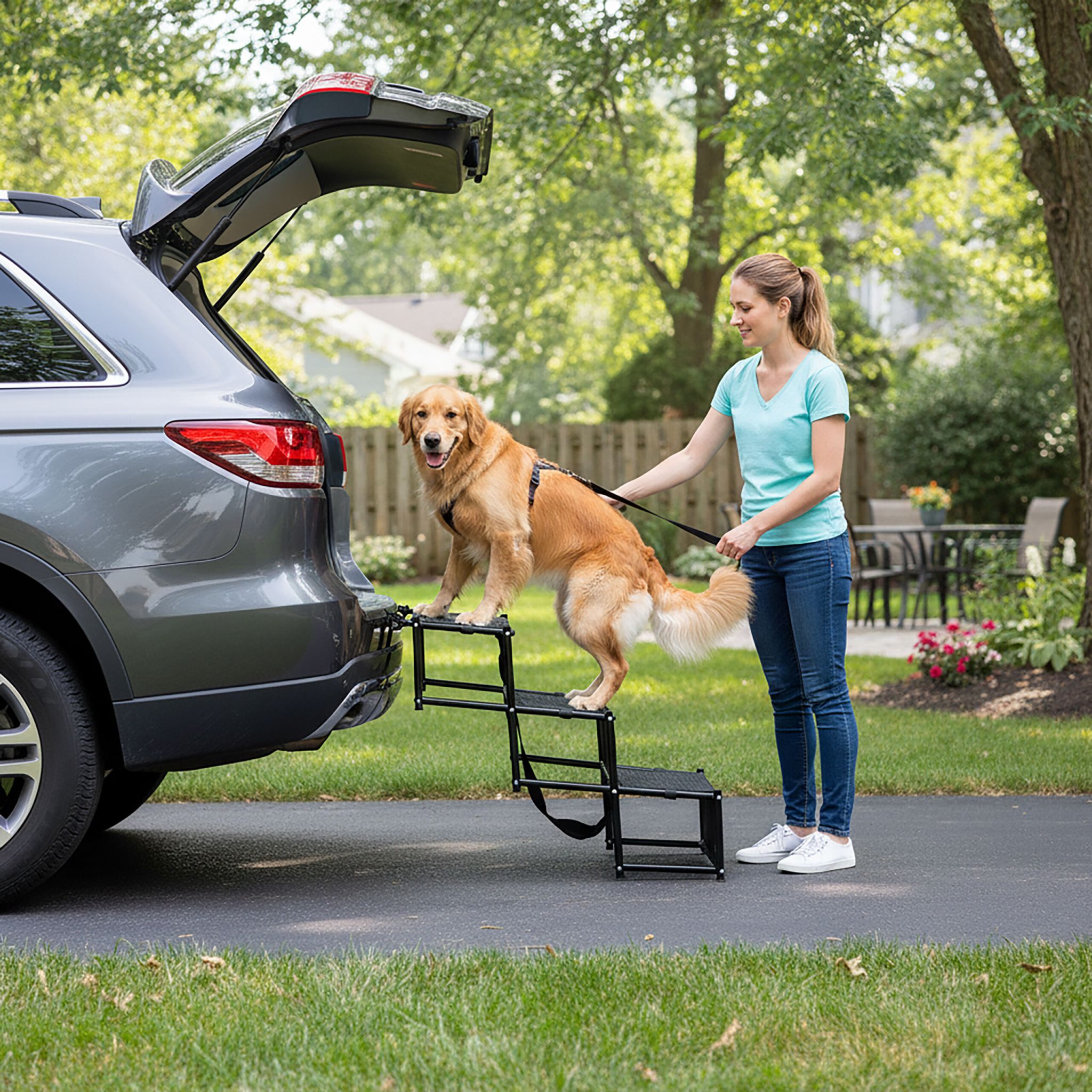 Hundetreppe Auto klappbar 4 Stufen Schwarz von Relaxdays