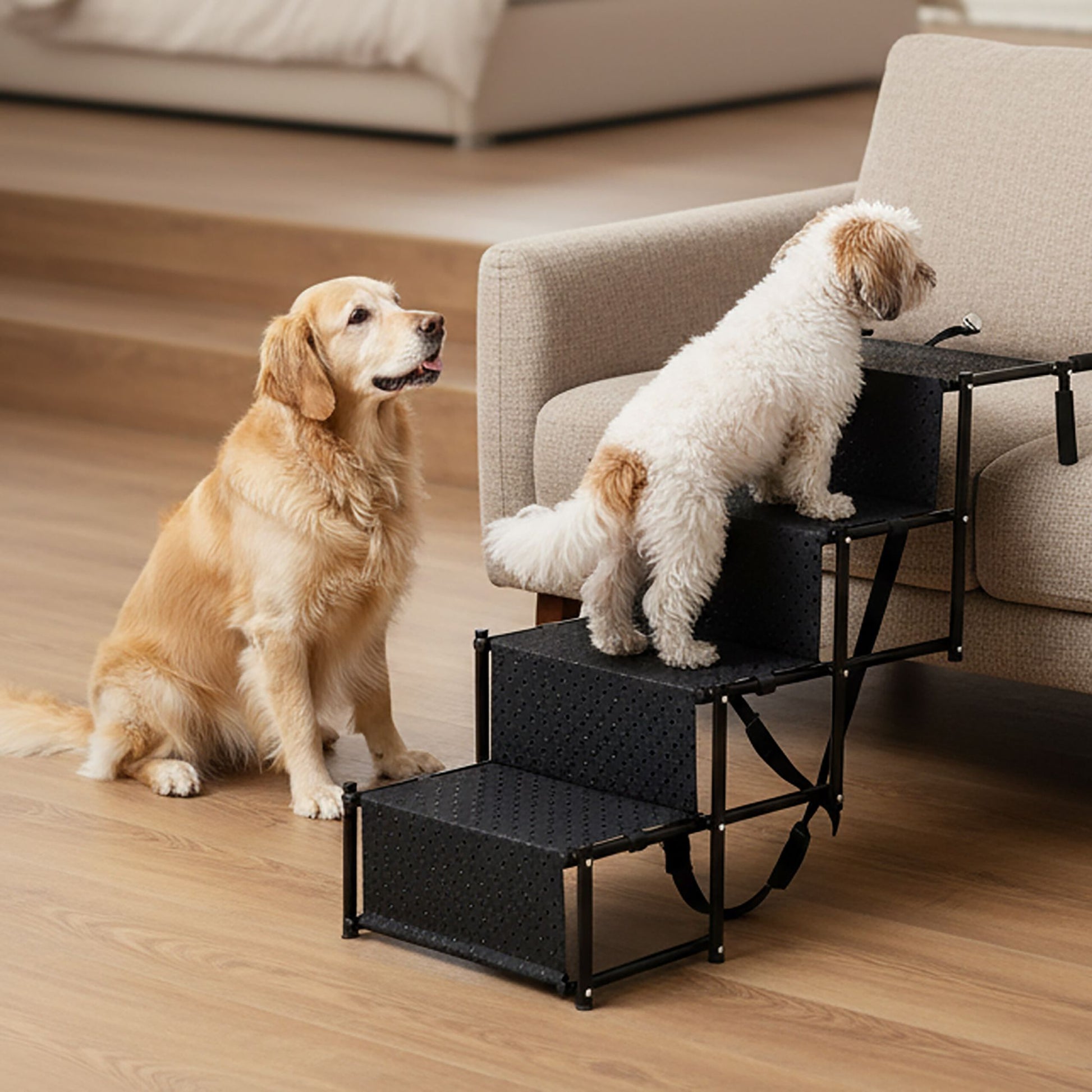 Hundetreppe Auto klappbar 4 Stufen Schwarz von Relaxdays