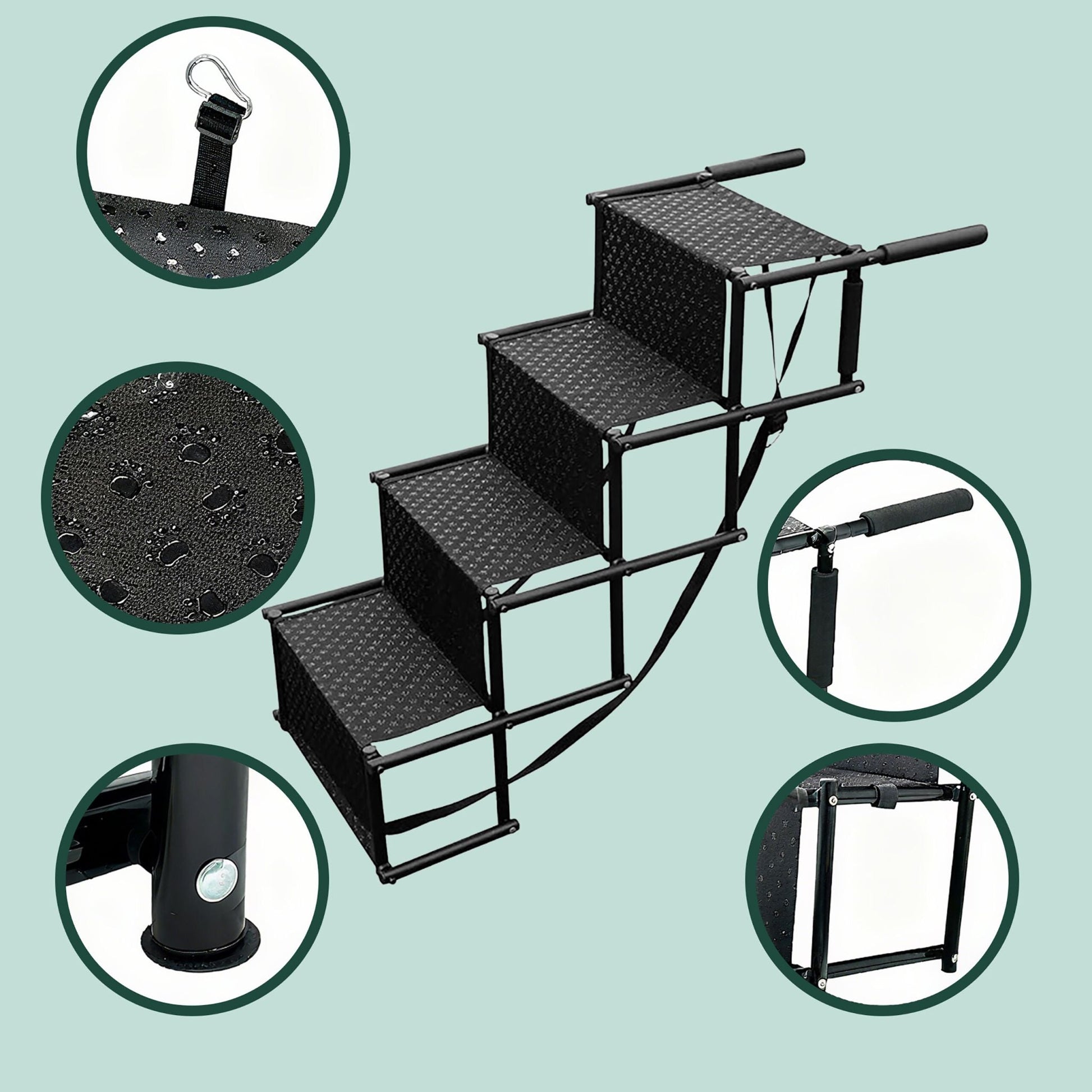 Hundetreppe Auto klappbar 4 Stufen Schwarz von Relaxdays