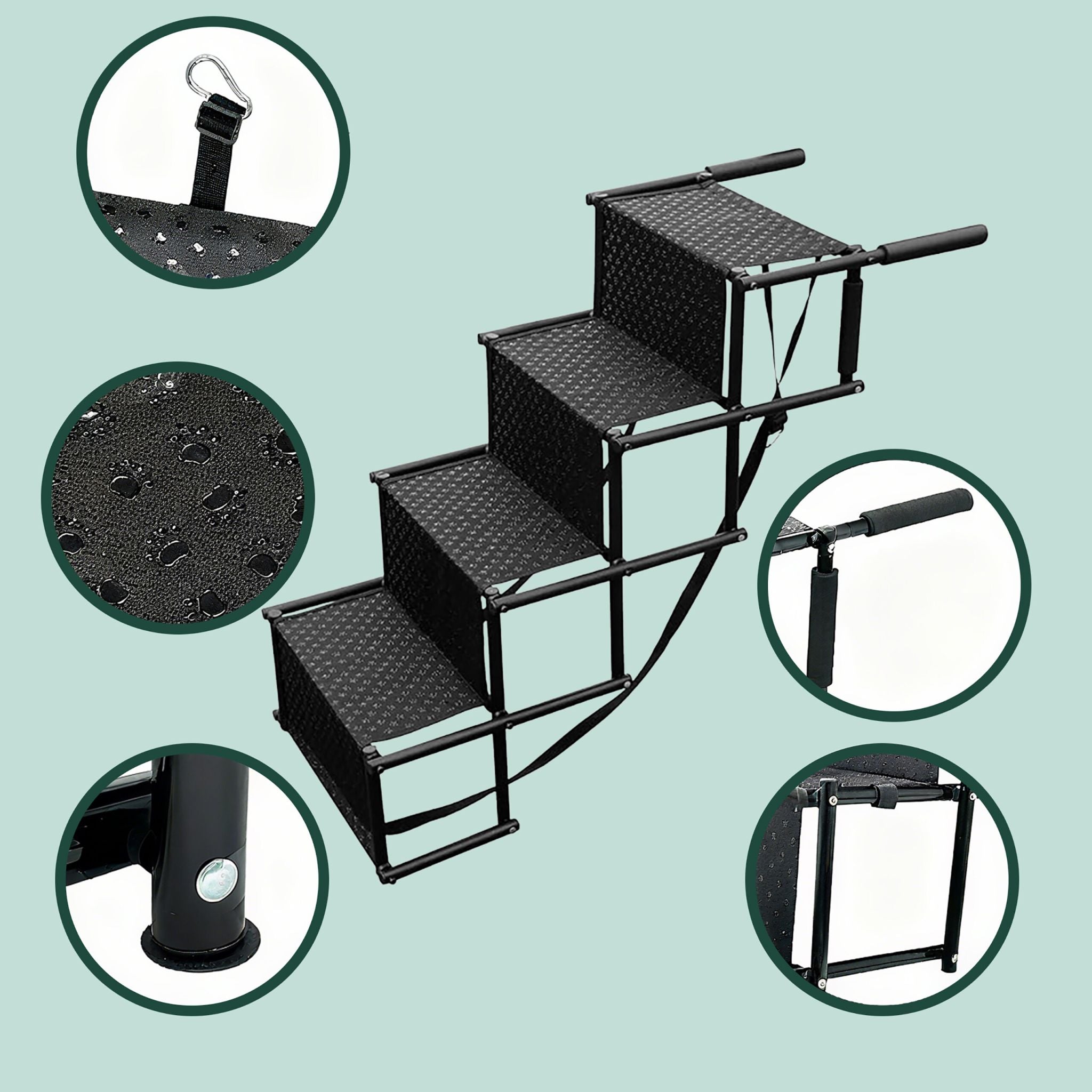 Hundetreppe Auto klappbar 4 Stufen Schwarz von Relaxdays