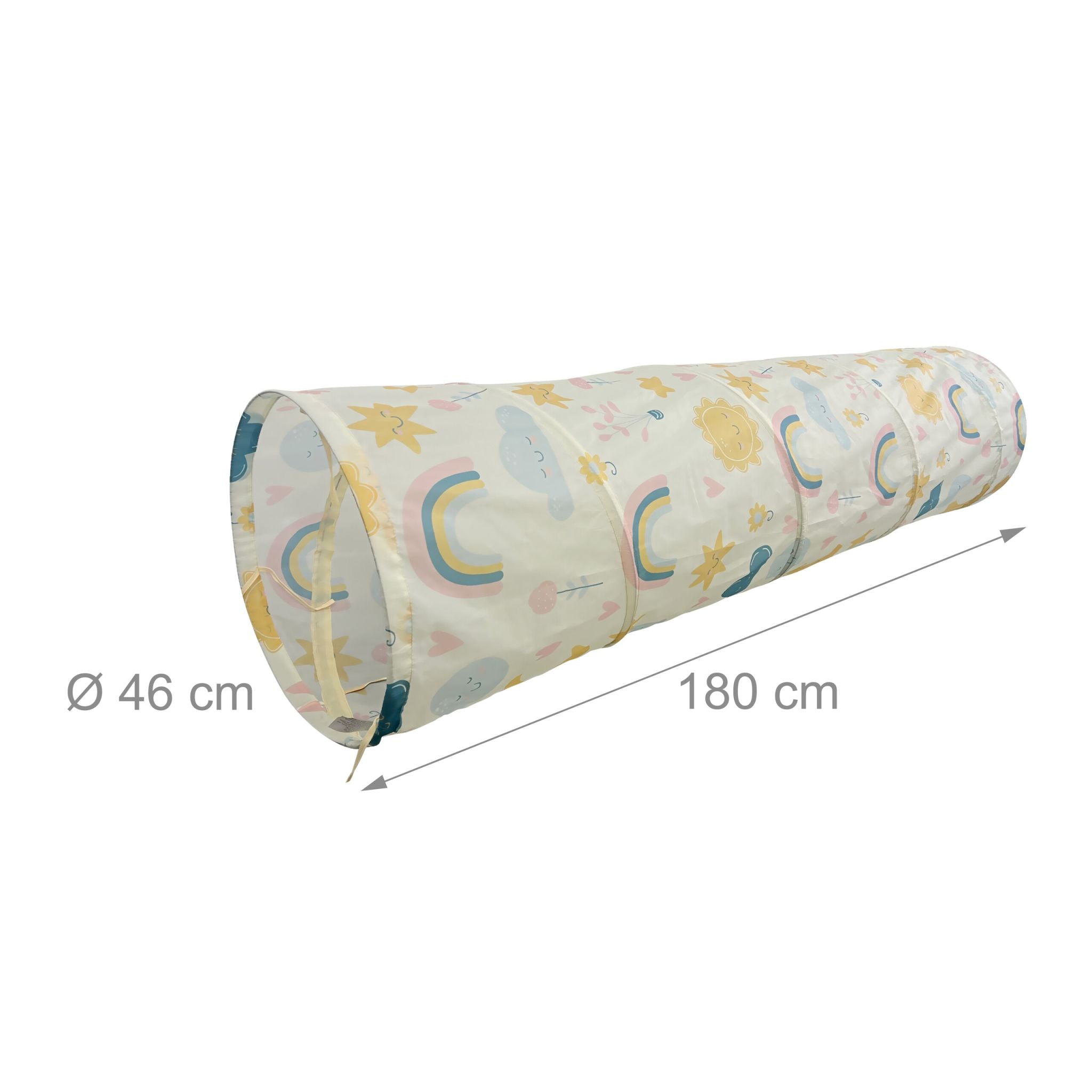 Spieltunnel 180cm Beige-Blau-Rosa