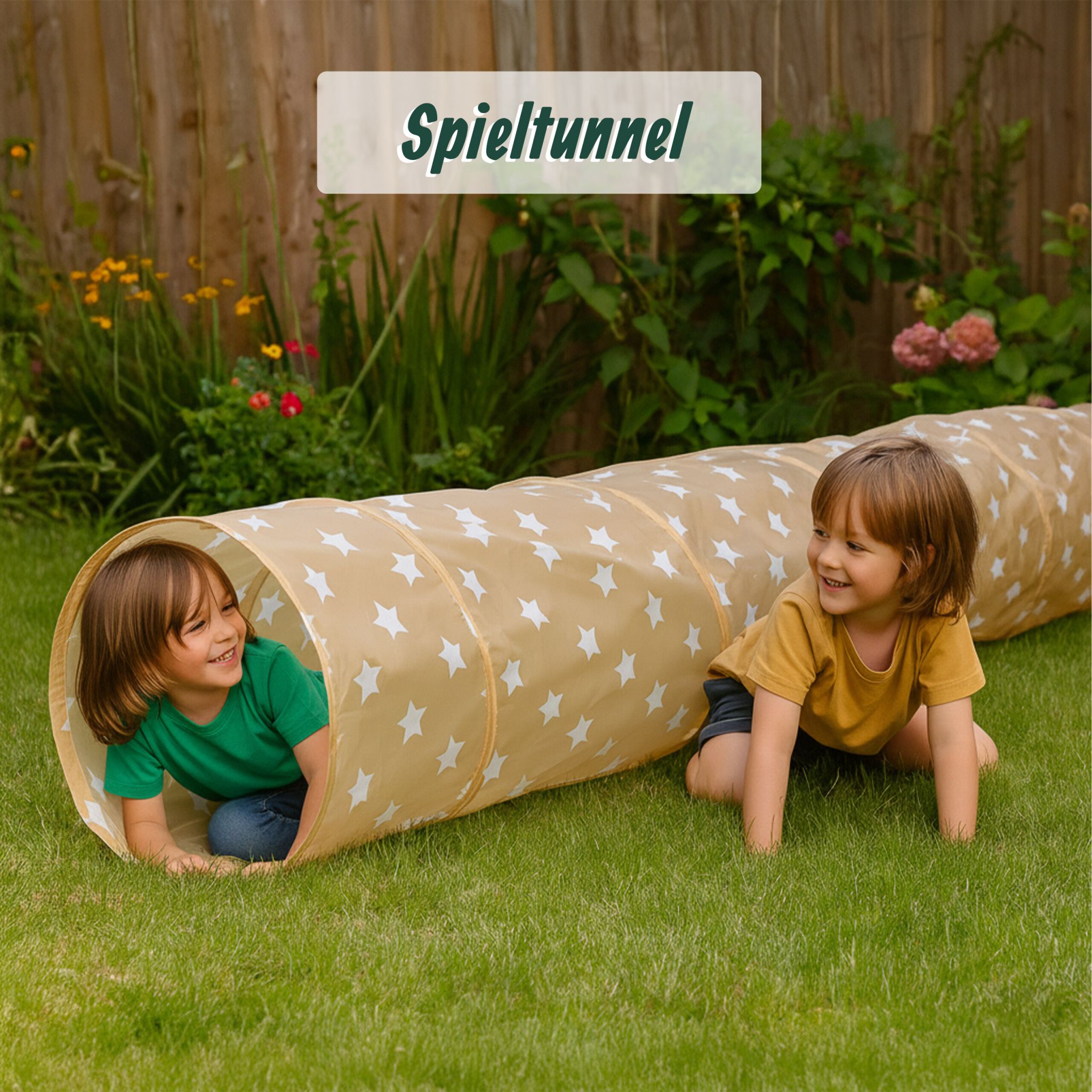 Spieltunnel 180cm Beige-Weiss