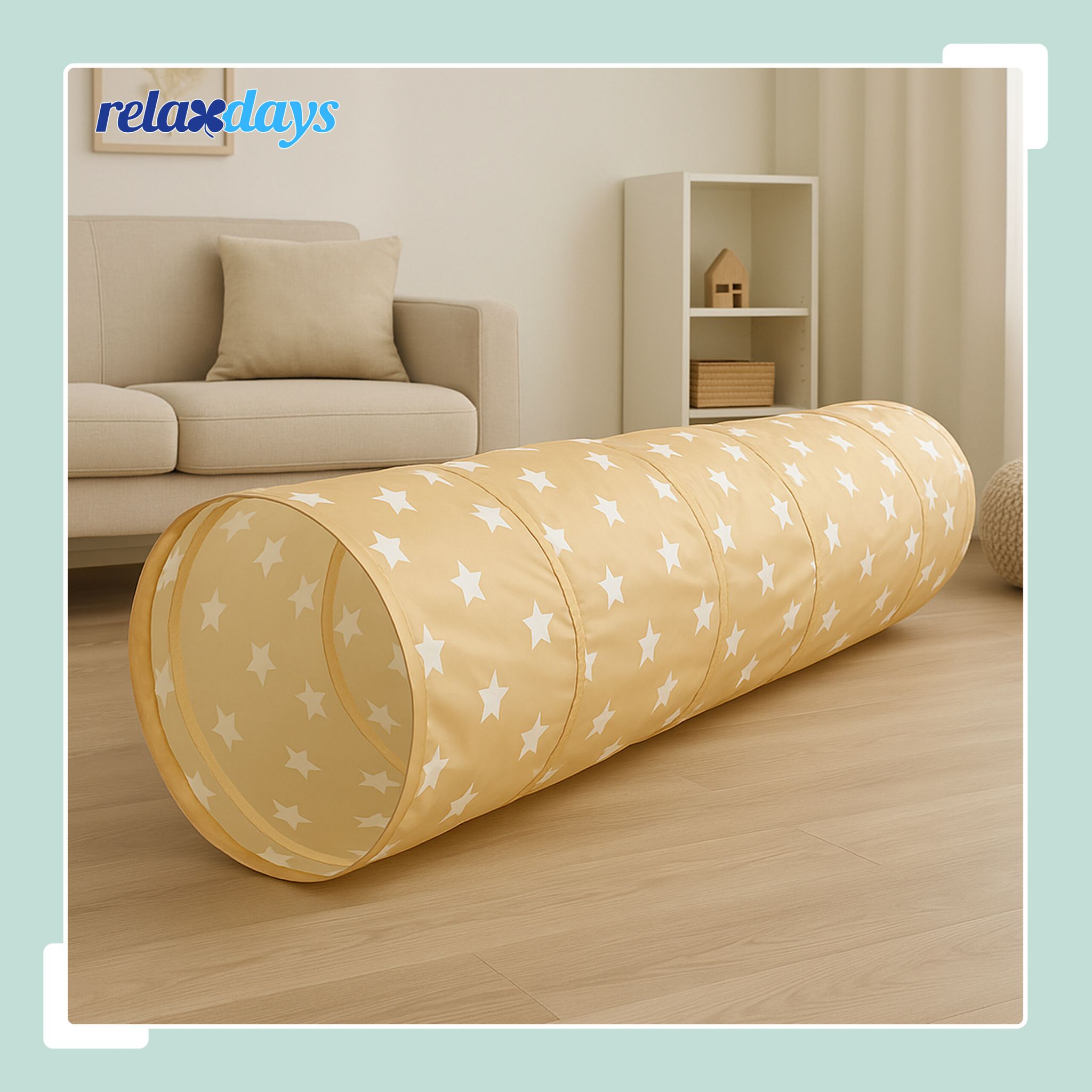 Spieltunnel 180cm Beige-Weiss