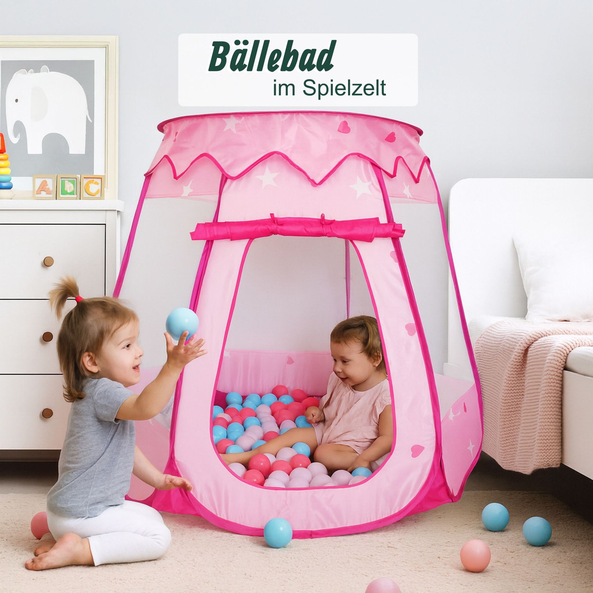 Bällebad mit 100 Bällen Rosa von Relaxdays