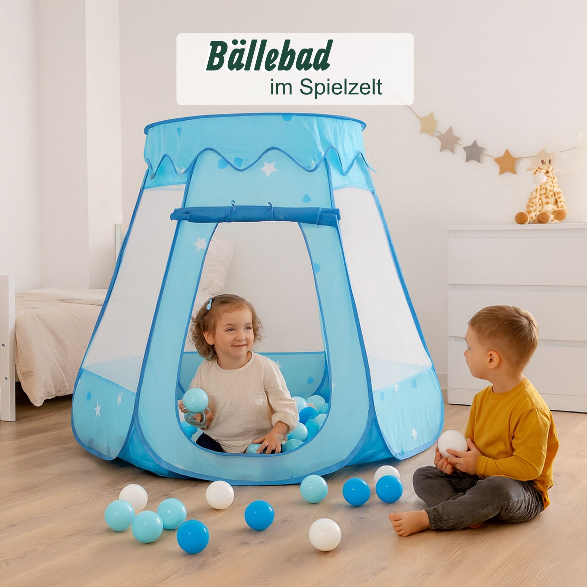Bällebad mit 100 Bällen Hellblau von Relaxdays