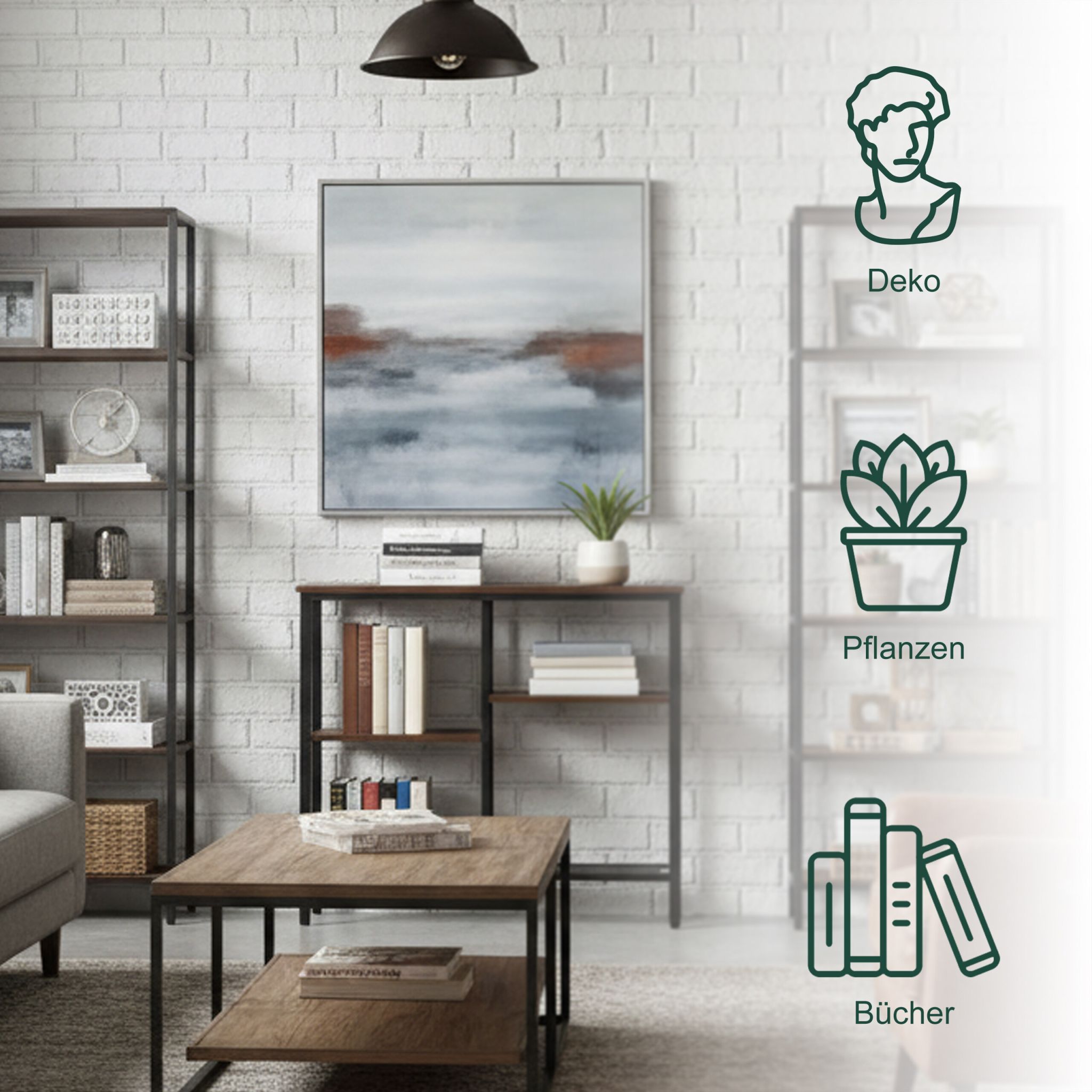 Konsolentisch mit 4 Ablagen Braun-Schwarz von Relaxdays