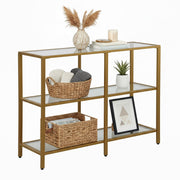 Konsolentisch mit 3 Glasablagen Gold-Transparent von Relaxdays