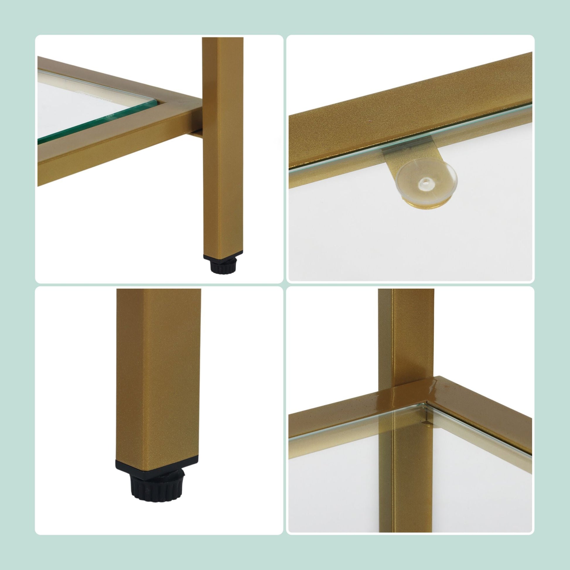 Konsolentisch mit 3 Glasablagen Gold-Transparent von Relaxdays