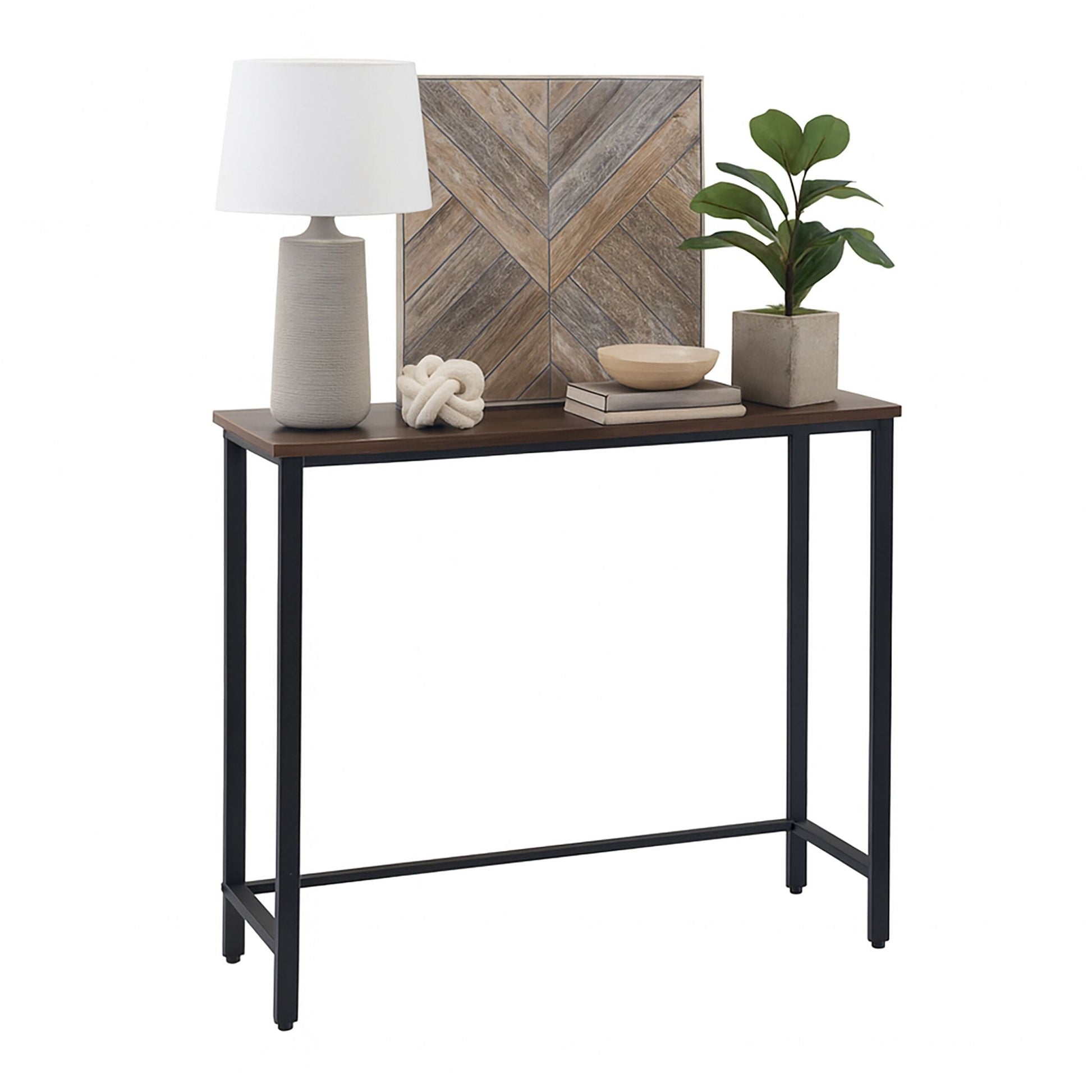 Schmaler Konsolentisch Industrial Design Dunkelbraun-Schwarz von Relaxdays