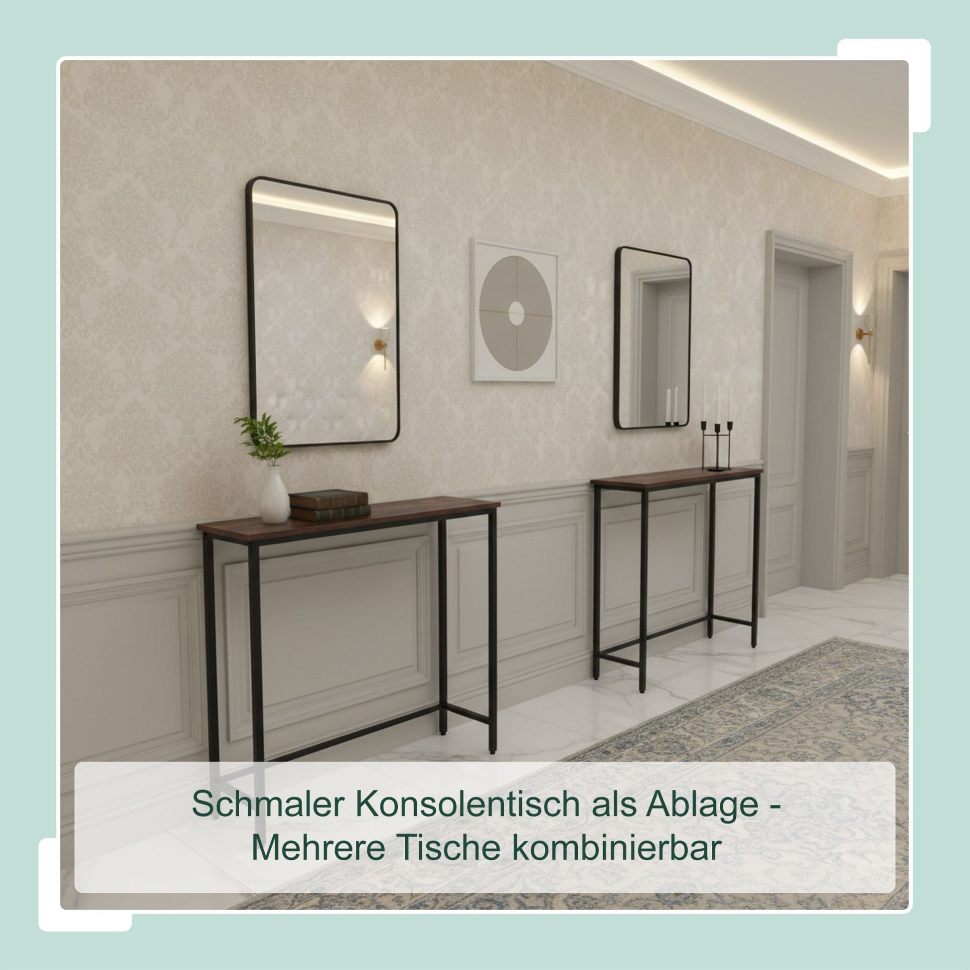 Schmaler Konsolentisch Industrial Design Dunkelbraun-Schwarz von Relaxdays