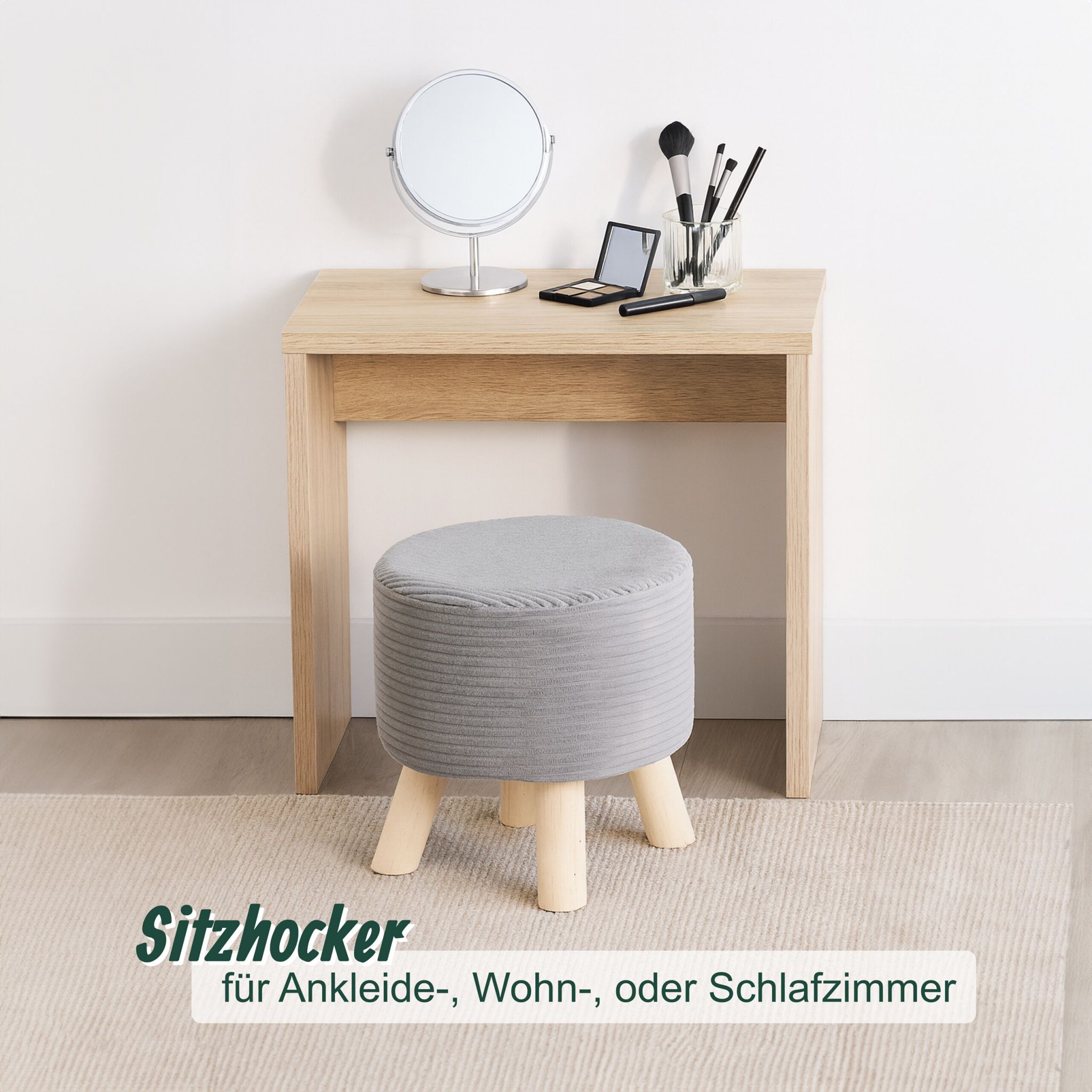 Hocker Cord Hellbraun-Grau von Relaxdays