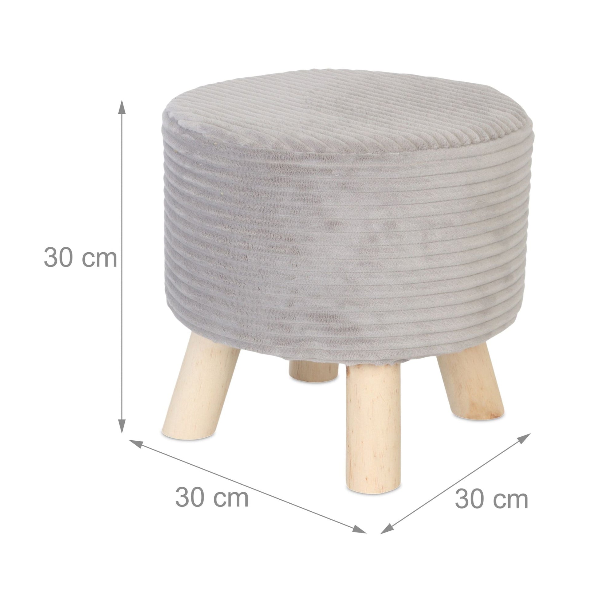 Hocker Cord Hellbraun-Grau von Relaxdays