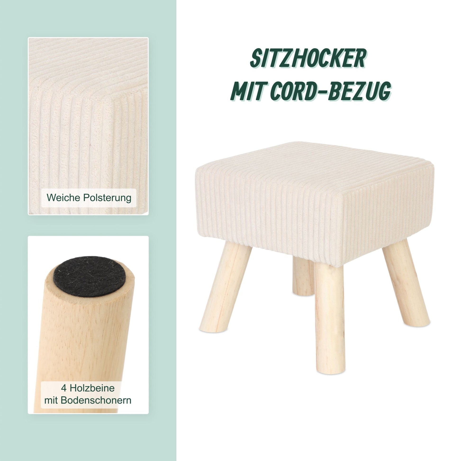 Hocker Cord Beige-Hellbraun von Relaxdays
