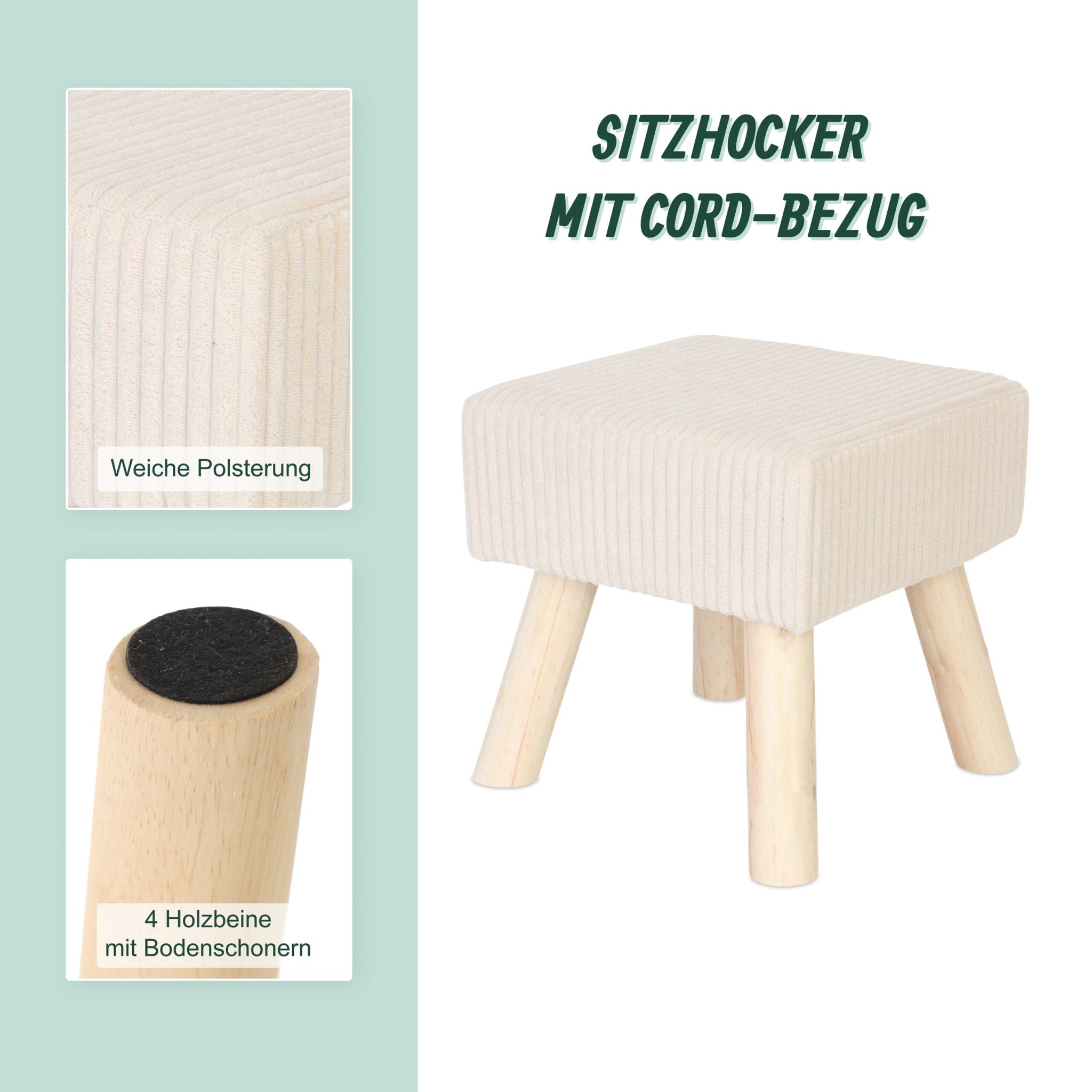 Hocker Cord Beige-Hellbraun von Relaxdays