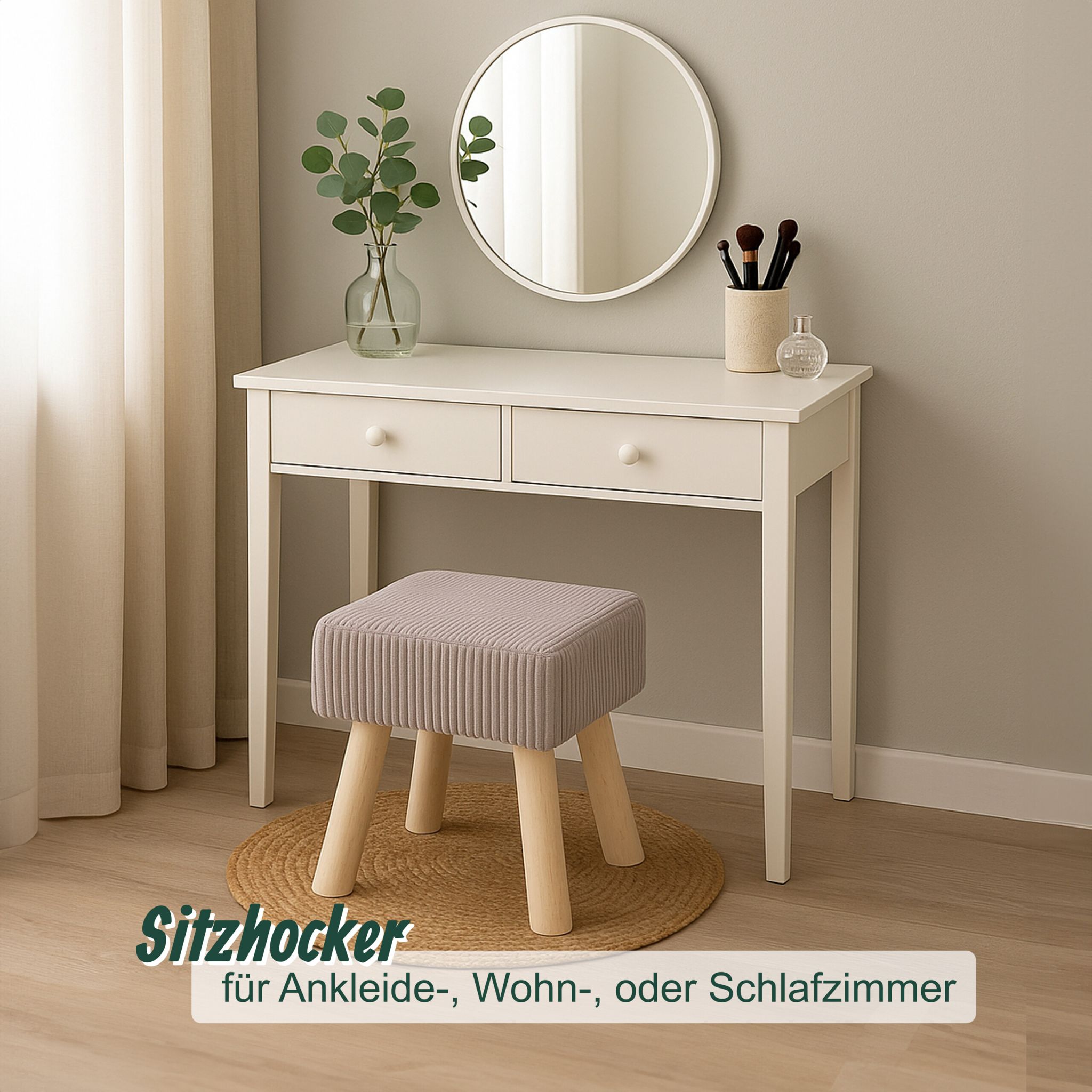Hocker Cord Hellbraun-Grau von Relaxdays