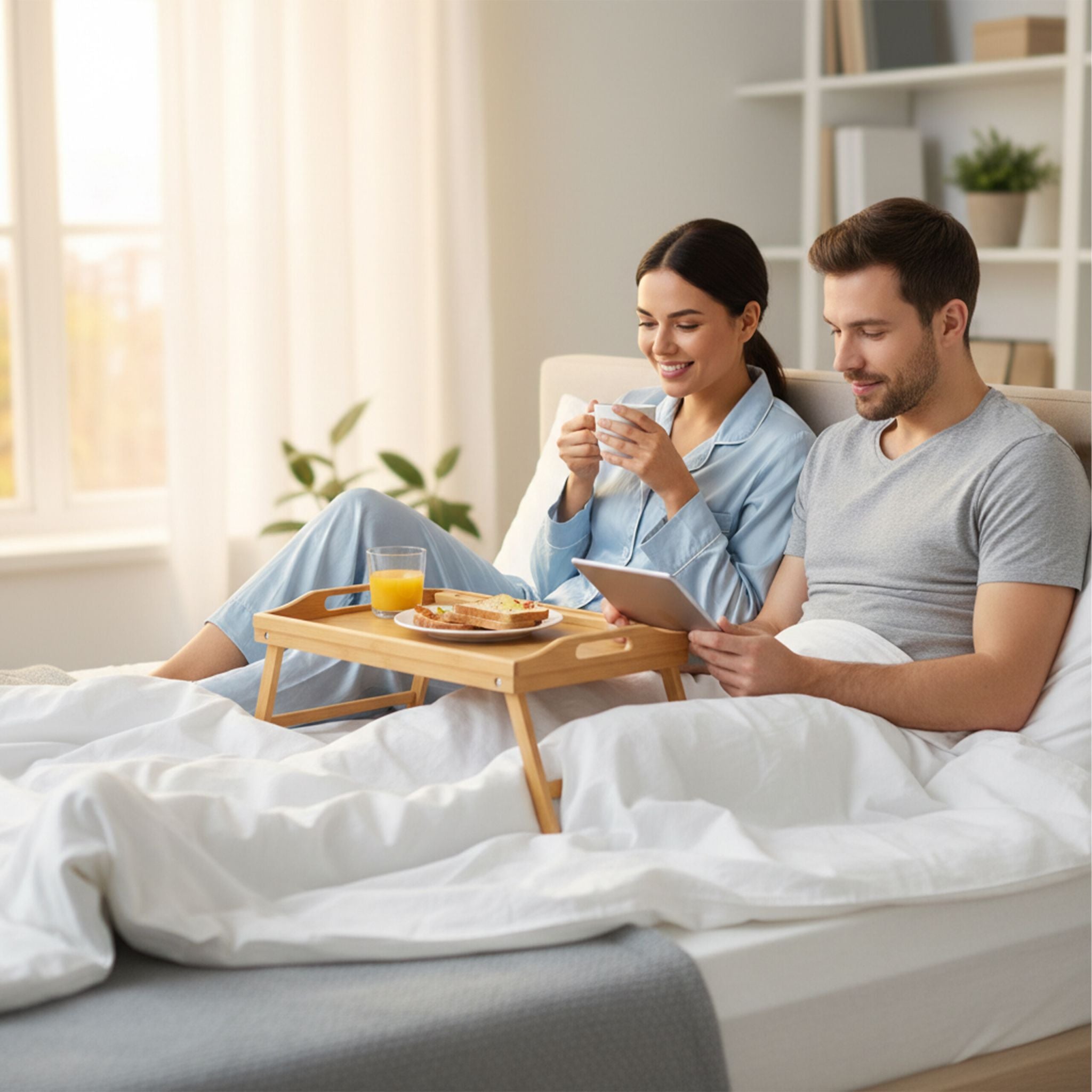Klappbares Betttablett Bambus Hellbraun von Relaxdays