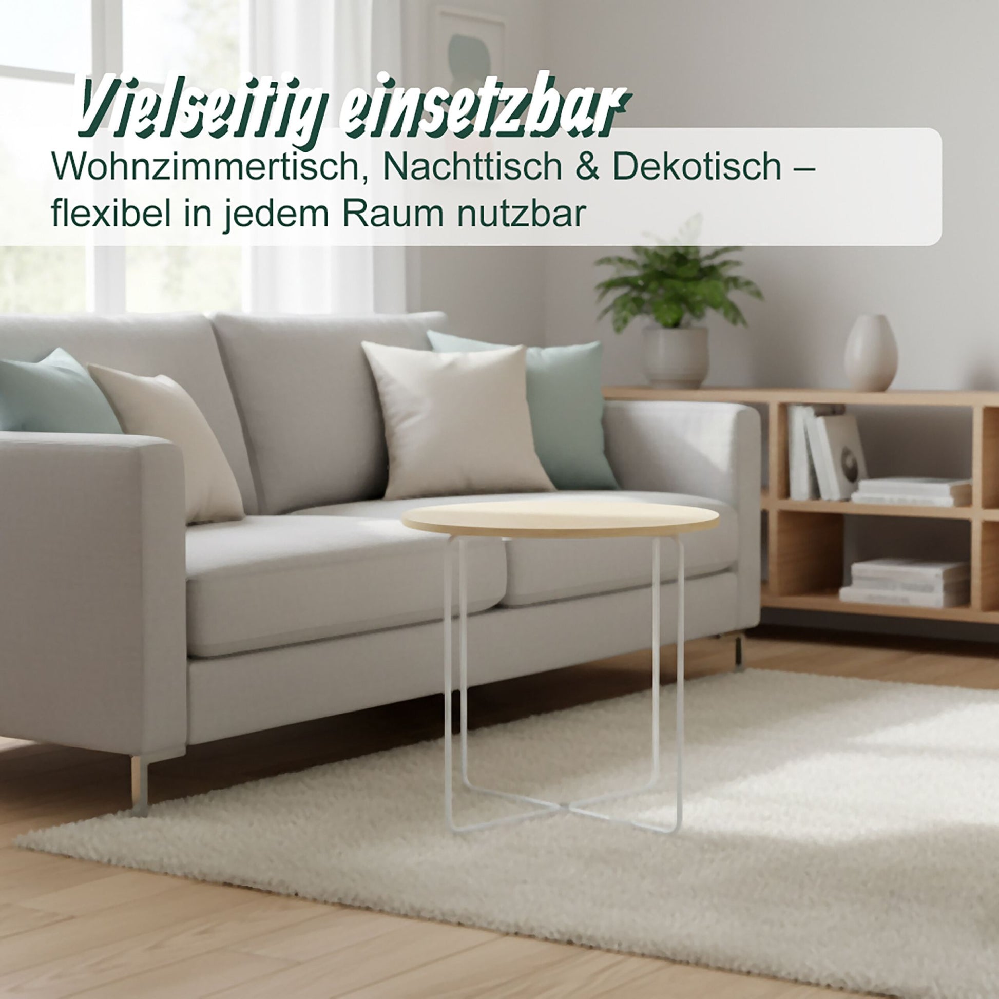 Beistelltisch Skandi-Design Weiss-Hellbraun von Relaxdays