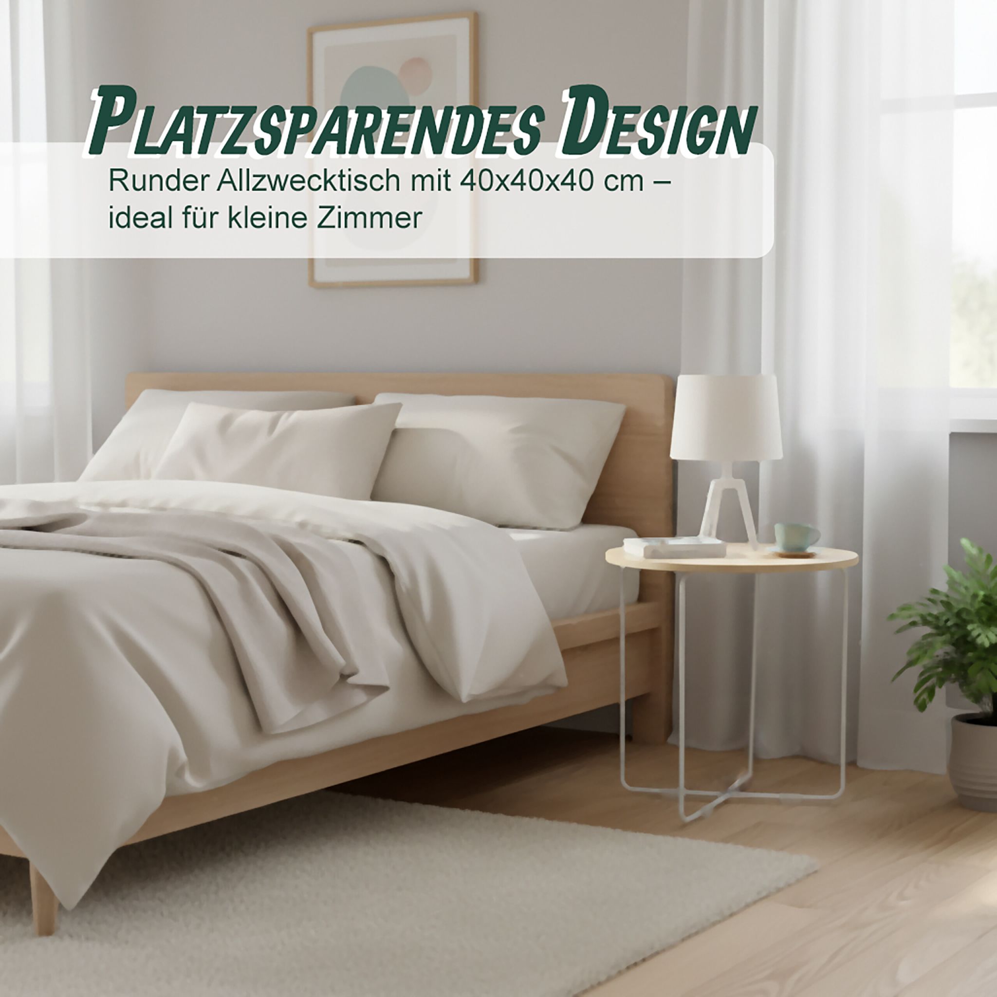 Beistelltisch Skandi-Design Weiss-Hellbraun von Relaxdays