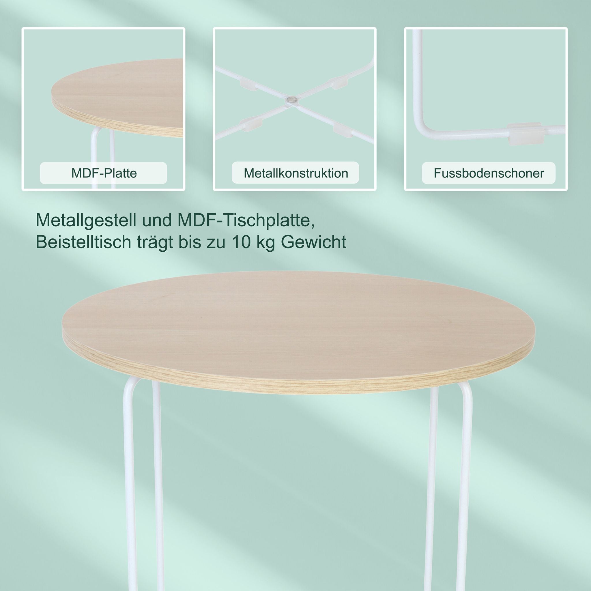 Beistelltisch Skandi-Design Weiss-Hellbraun von Relaxdays