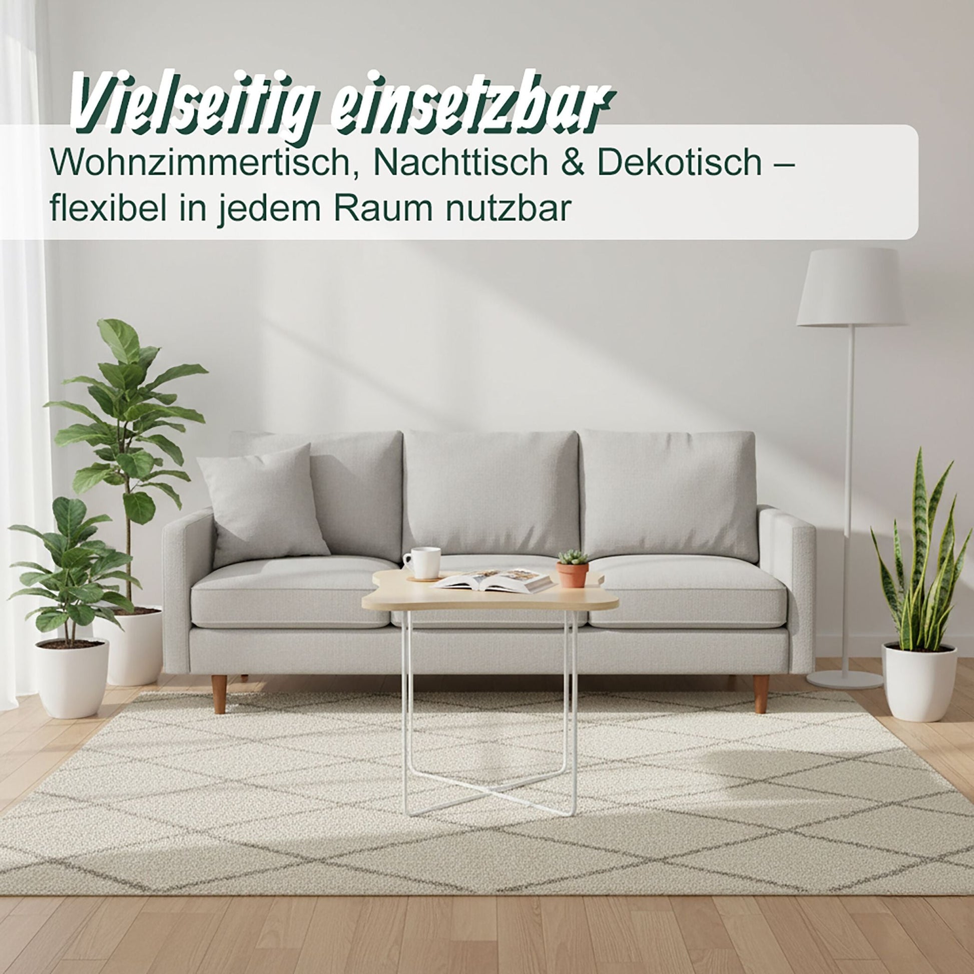 Beistelltisch Skandi-Design Weiss-Hellbraun von Relaxdays