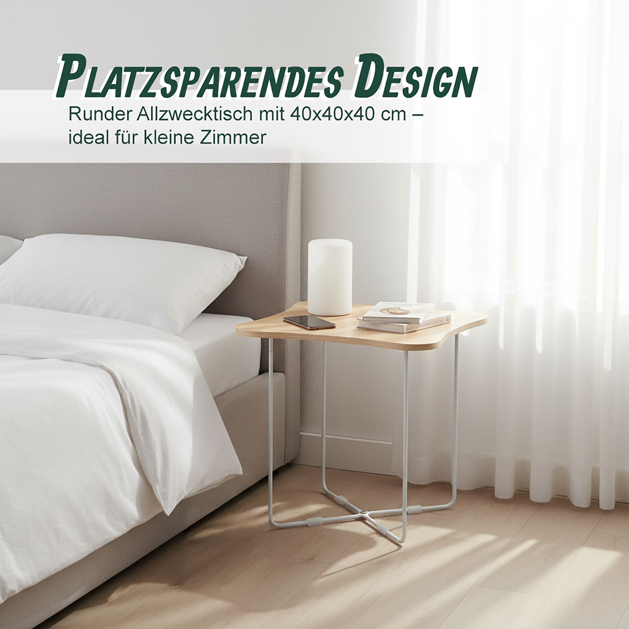 Beistelltisch Skandi-Design Weiss-Hellbraun von Relaxdays