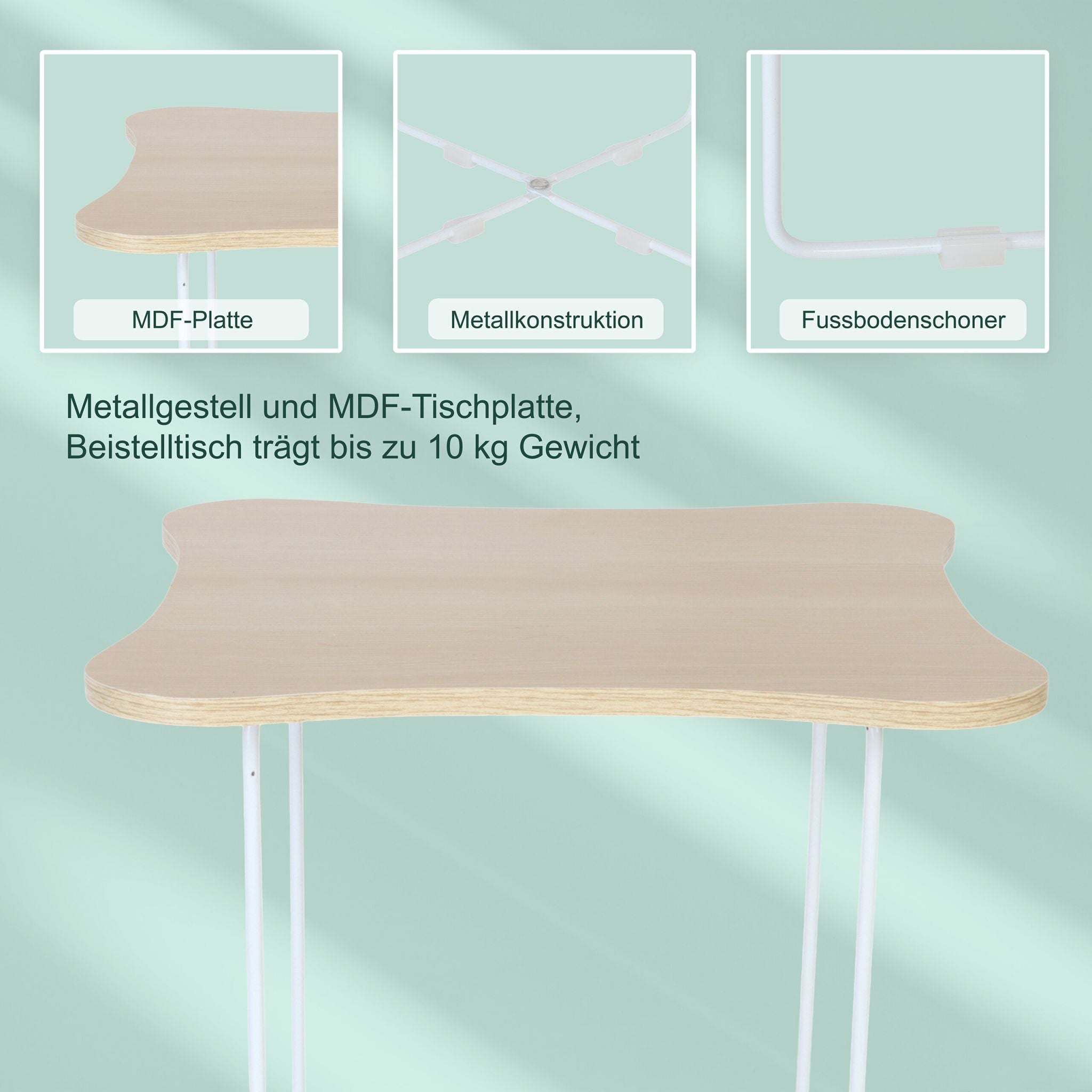 Beistelltisch Skandi-Design Weiss-Hellbraun von Relaxdays