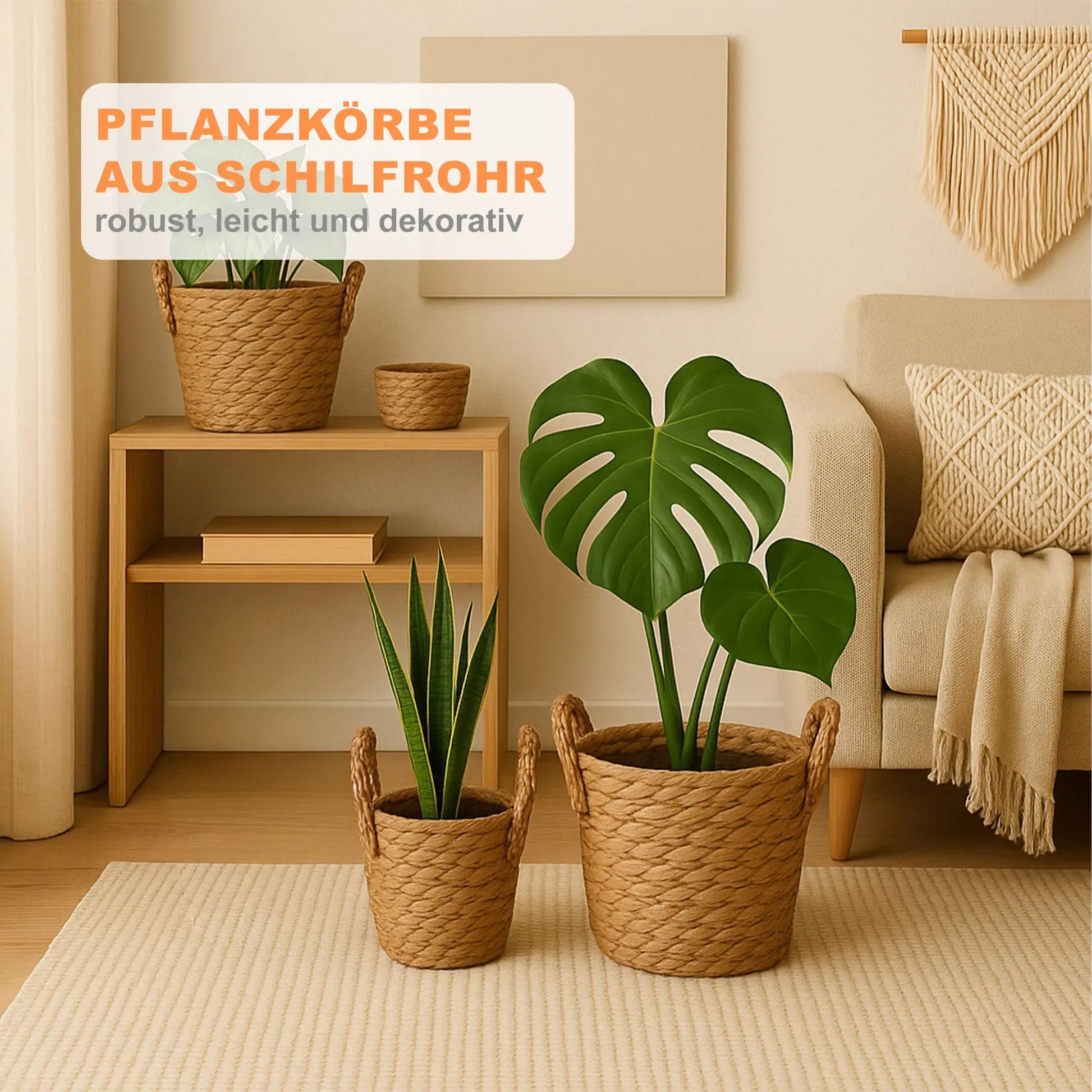 Runder Blumentopf 3er-Set Hellbraun von Relaxdays