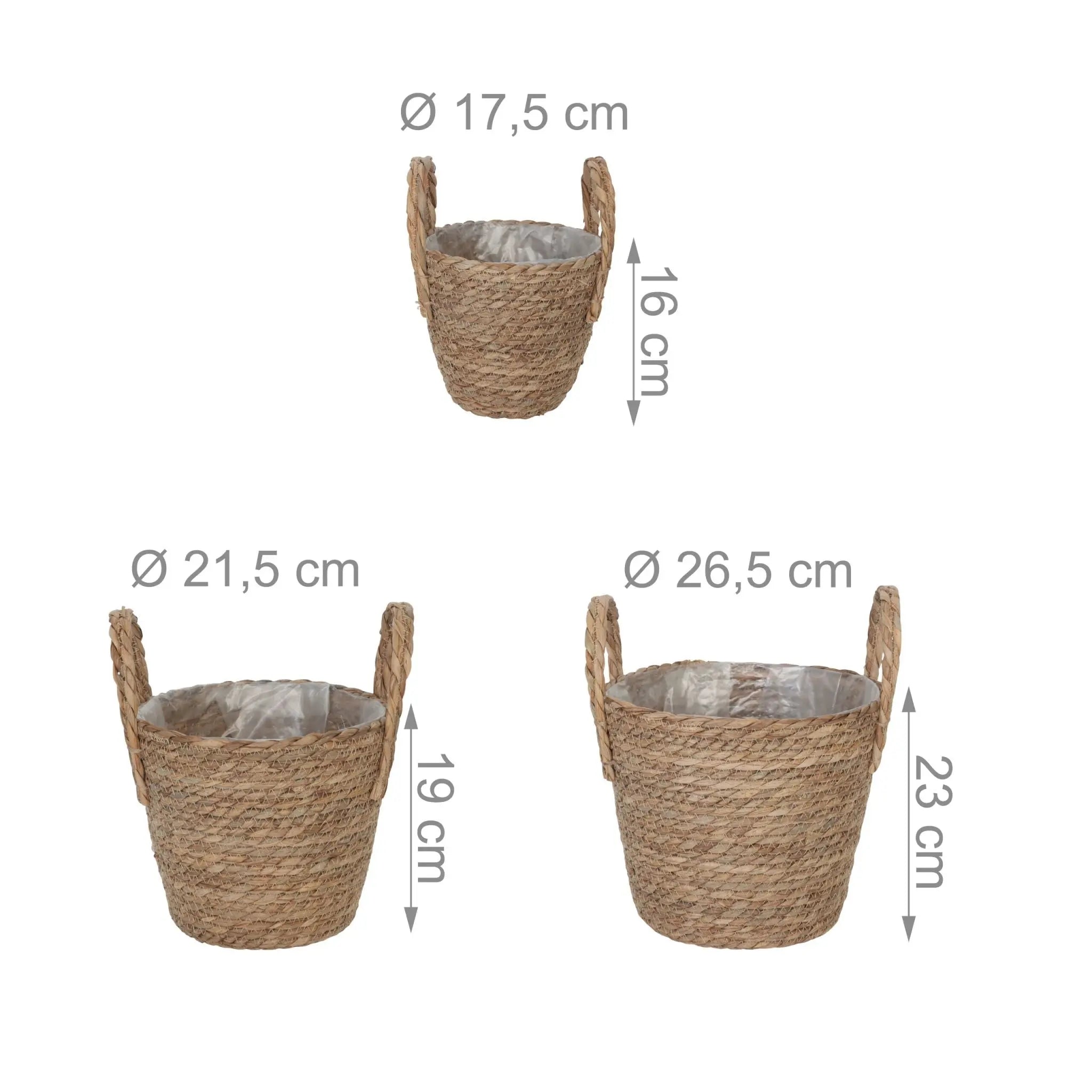 Runder Blumentopf 3er-Set Hellbraun von Relaxdays