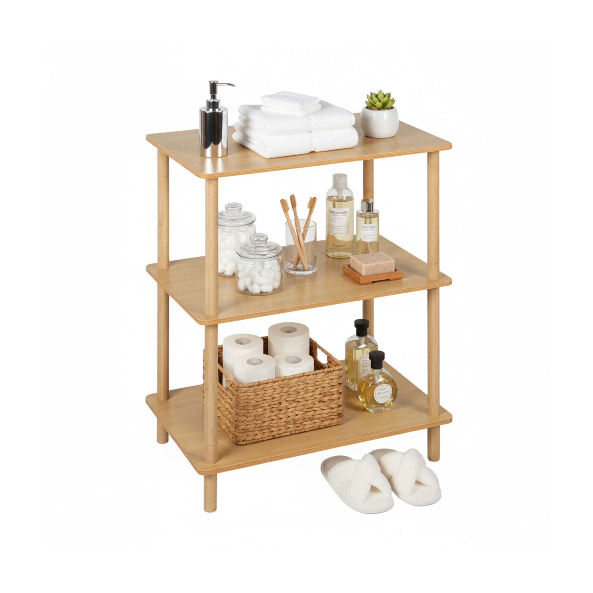 Standregal mit 3 Ebenen Beige-Hellbraun
