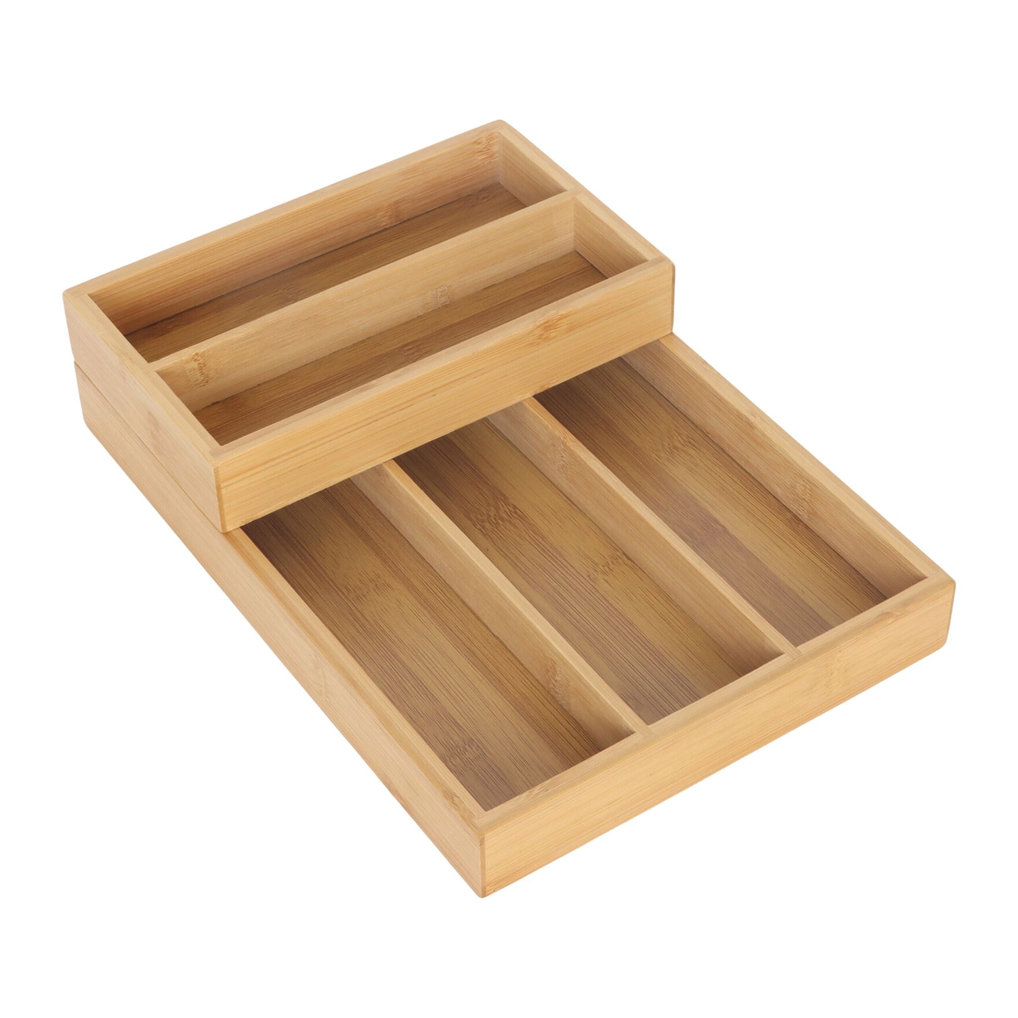 Besteckeinsatzset 2tlg. Bambus Hellbraun von Relaxdays