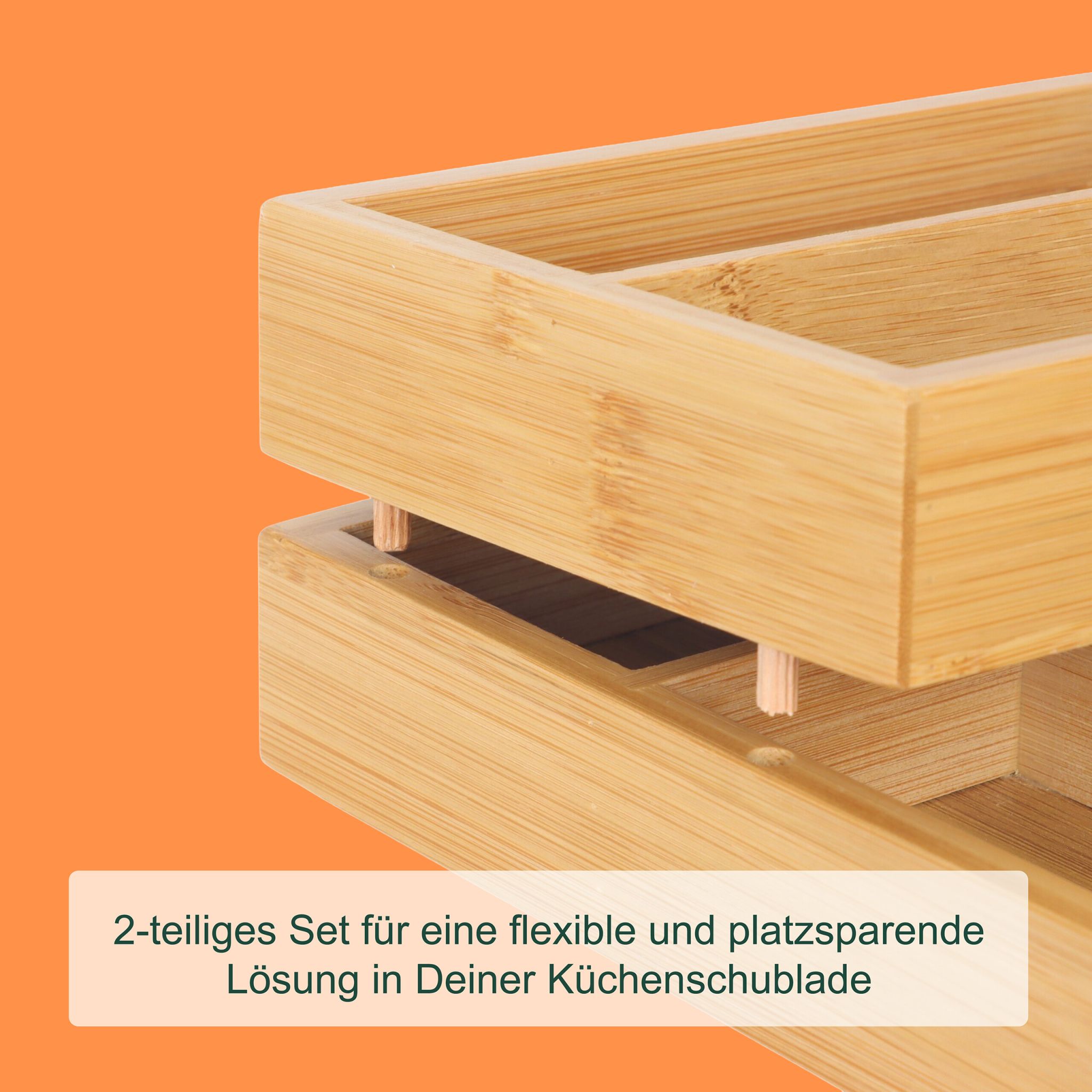 Besteckeinsatzset 2tlg. Bambus Hellbraun von Relaxdays