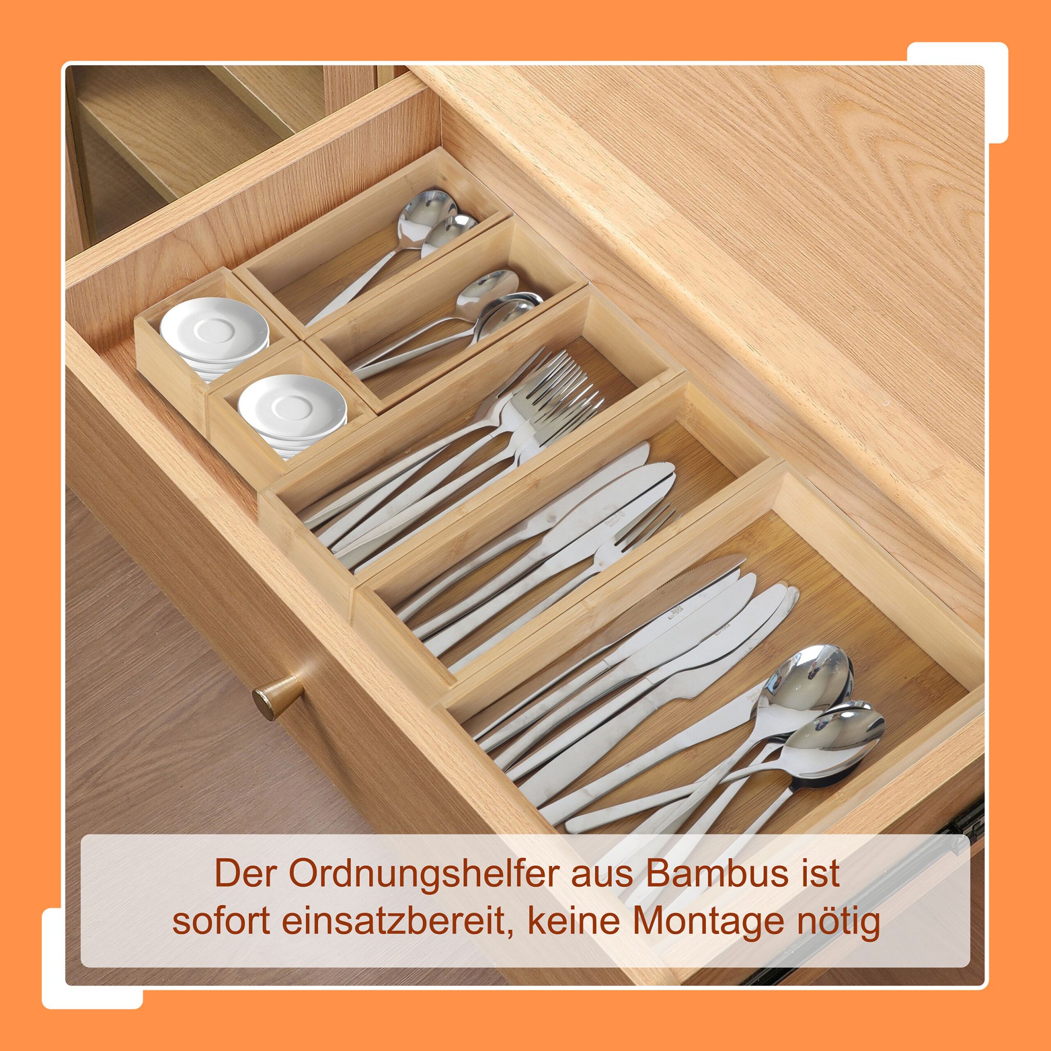 Schubladen Ordnungssystem 7tlg. Hellbraun von Relaxdays