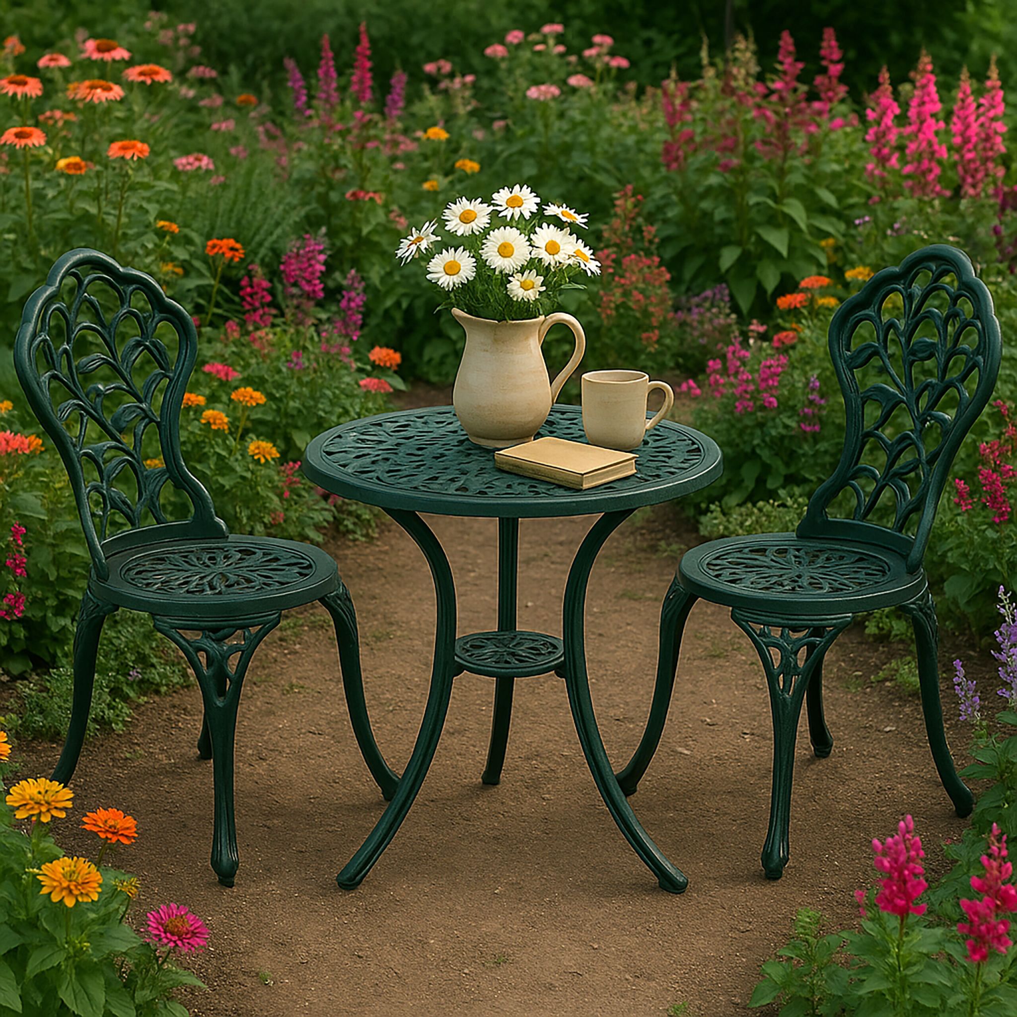 Gartenmöbel 3er-Set Dunkelgrün