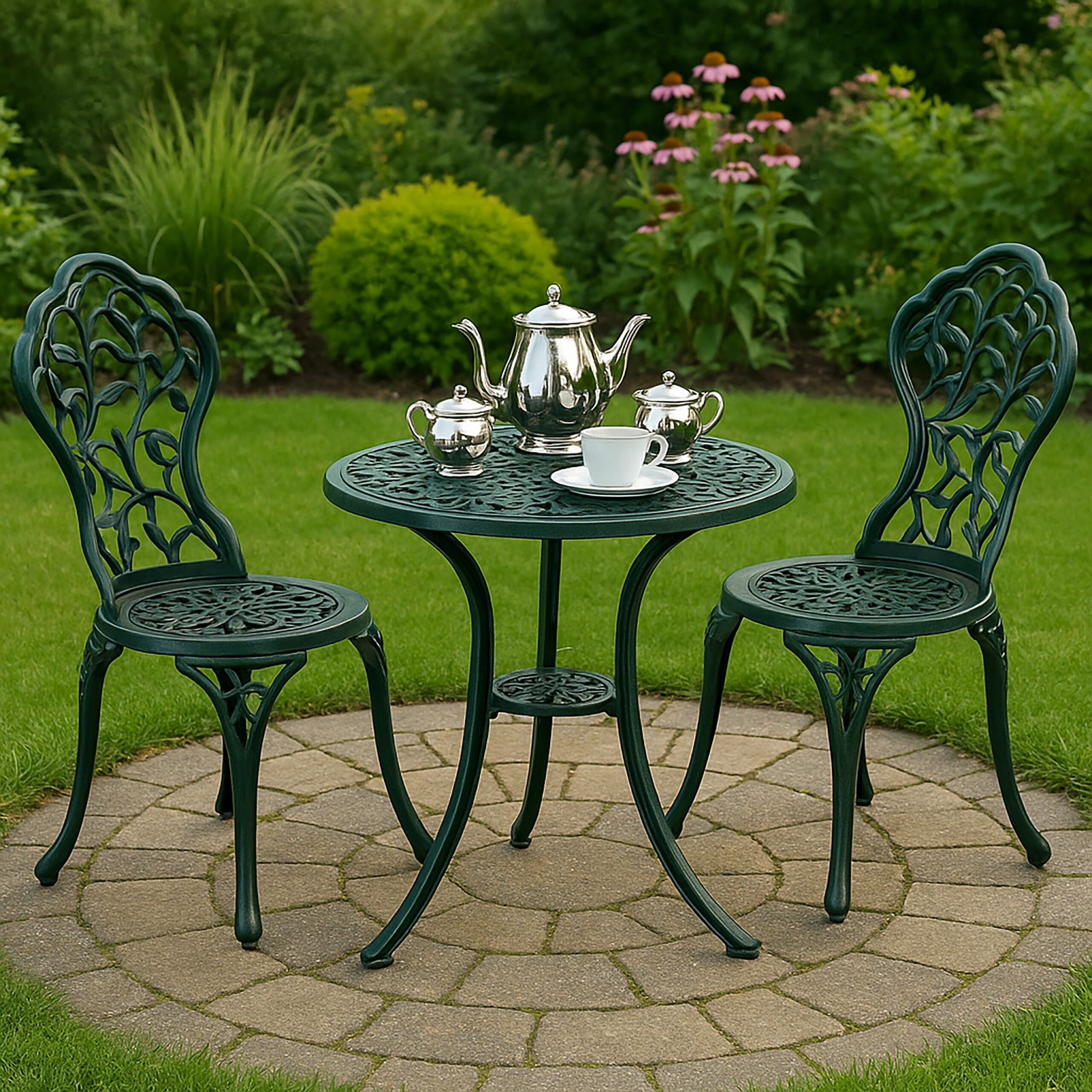 Gartenmöbel 3er-Set Dunkelgrün