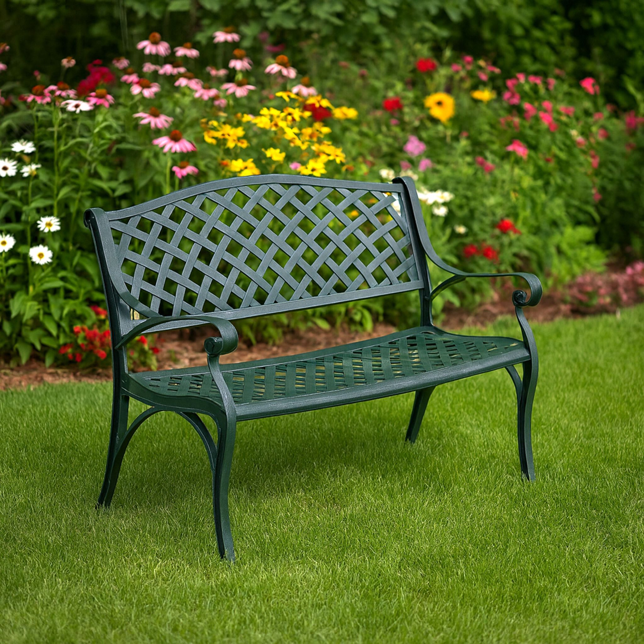 Antike Gartenbank in Schwarz-Grün Dunkelgrün-Schwarz von Relaxdays