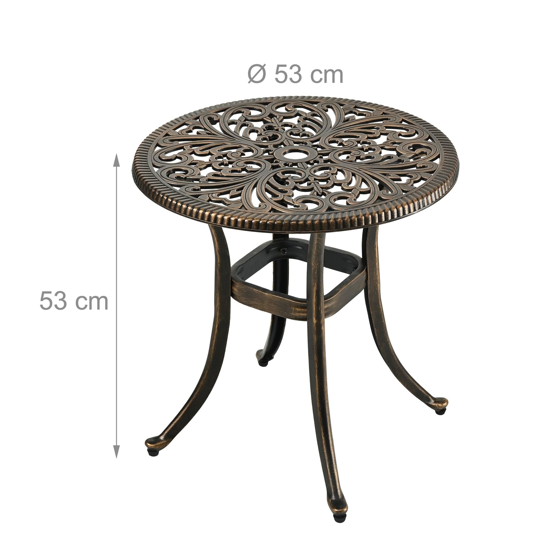 Runder Gartentisch mit Schirmloch Gold-Schwarz von Relaxdays