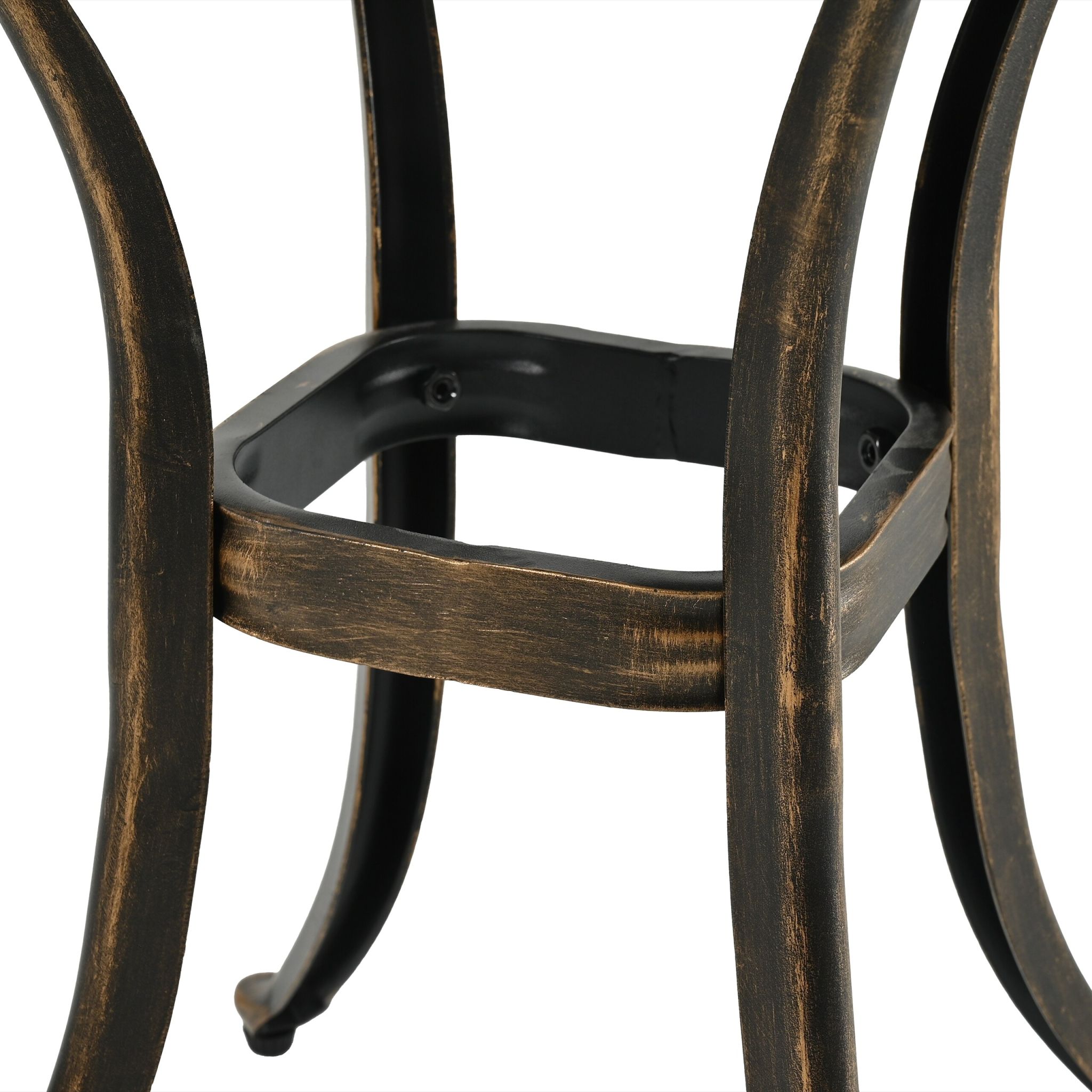 Runder Gartentisch mit Schirmloch Gold-Schwarz von Relaxdays
