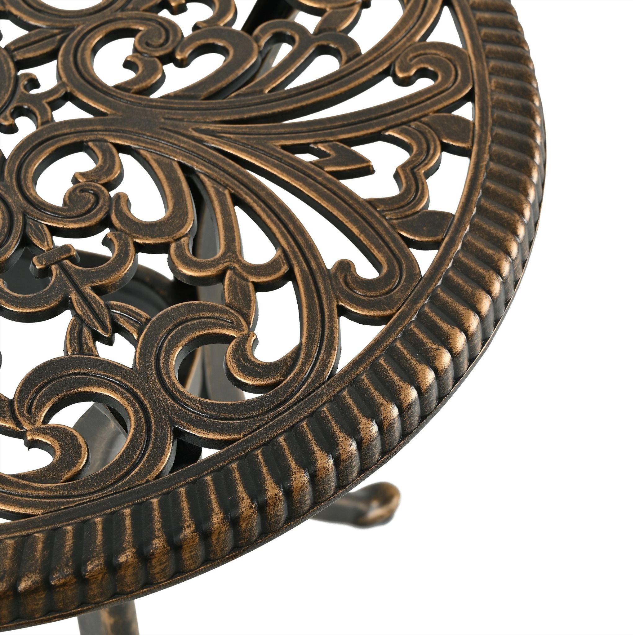 Runder Gartentisch mit Schirmloch Gold-Schwarz von Relaxdays